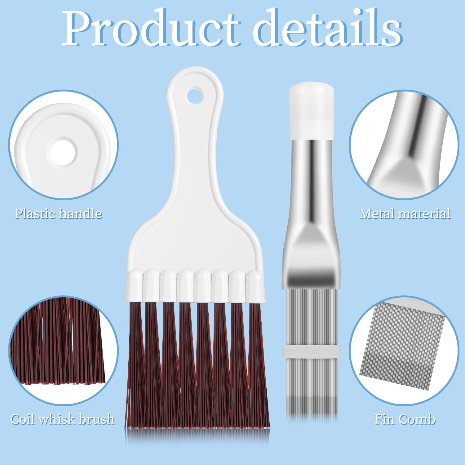 Pimoys 3 In 1 Set Air Conditioner Condenser Fin Comb, 1 Ac Coil Cleaner Stainless Steel Fin Comb With 2 Evaporator Radiator Clea