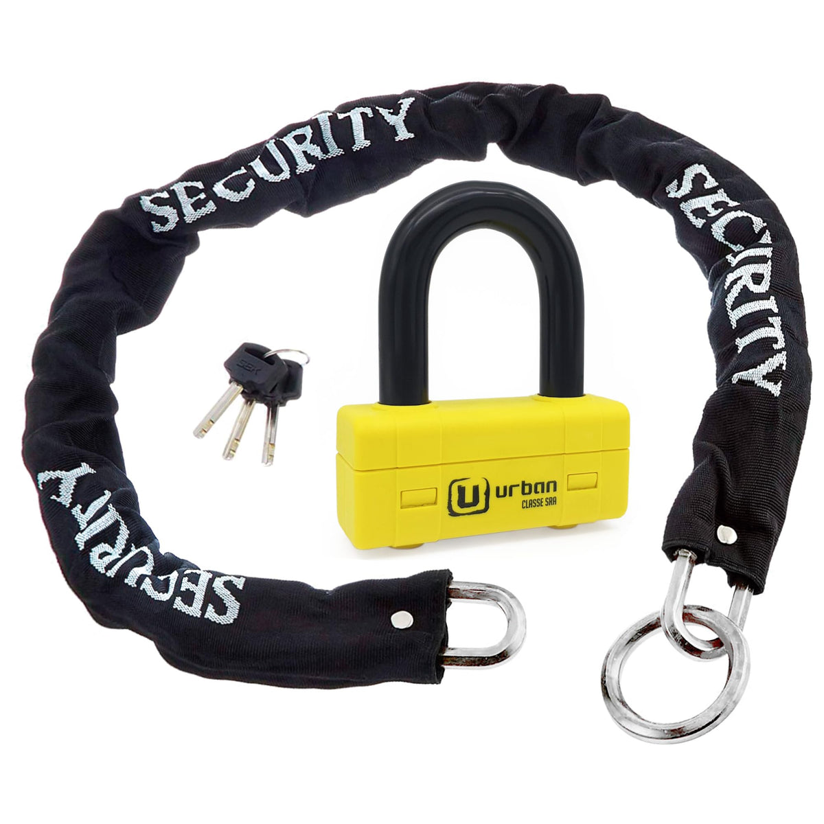 Urban Ur75 10.120L Approved Motorbike Disc Lock With Loop Chain, High Security Chain Lock. Sra Approval, Mini U Lock Plus Loop C