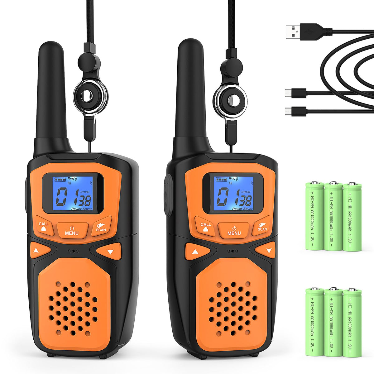 Adult Walkie Talkies 2 Pack, Woktok Rechargeable Long Range Walkie Talkies 2 Way Walkie Talkies, 22 Channels Vox Scanning Lcd Di