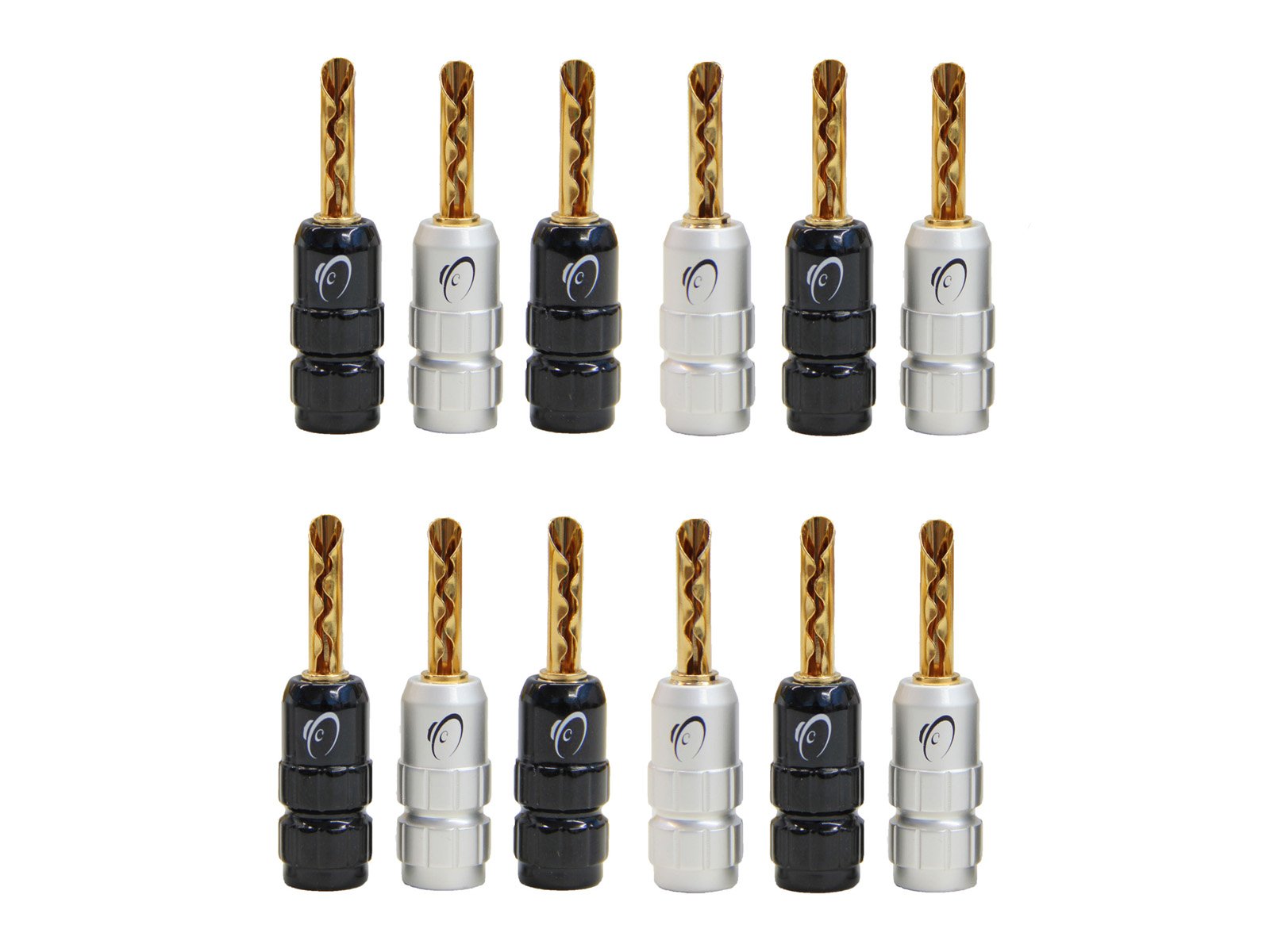 KnuKonceptz Banana Plugs - Set of 6 Gold Plated BFA Style - 12 Pieces - Male to Female - Speaker Compatible