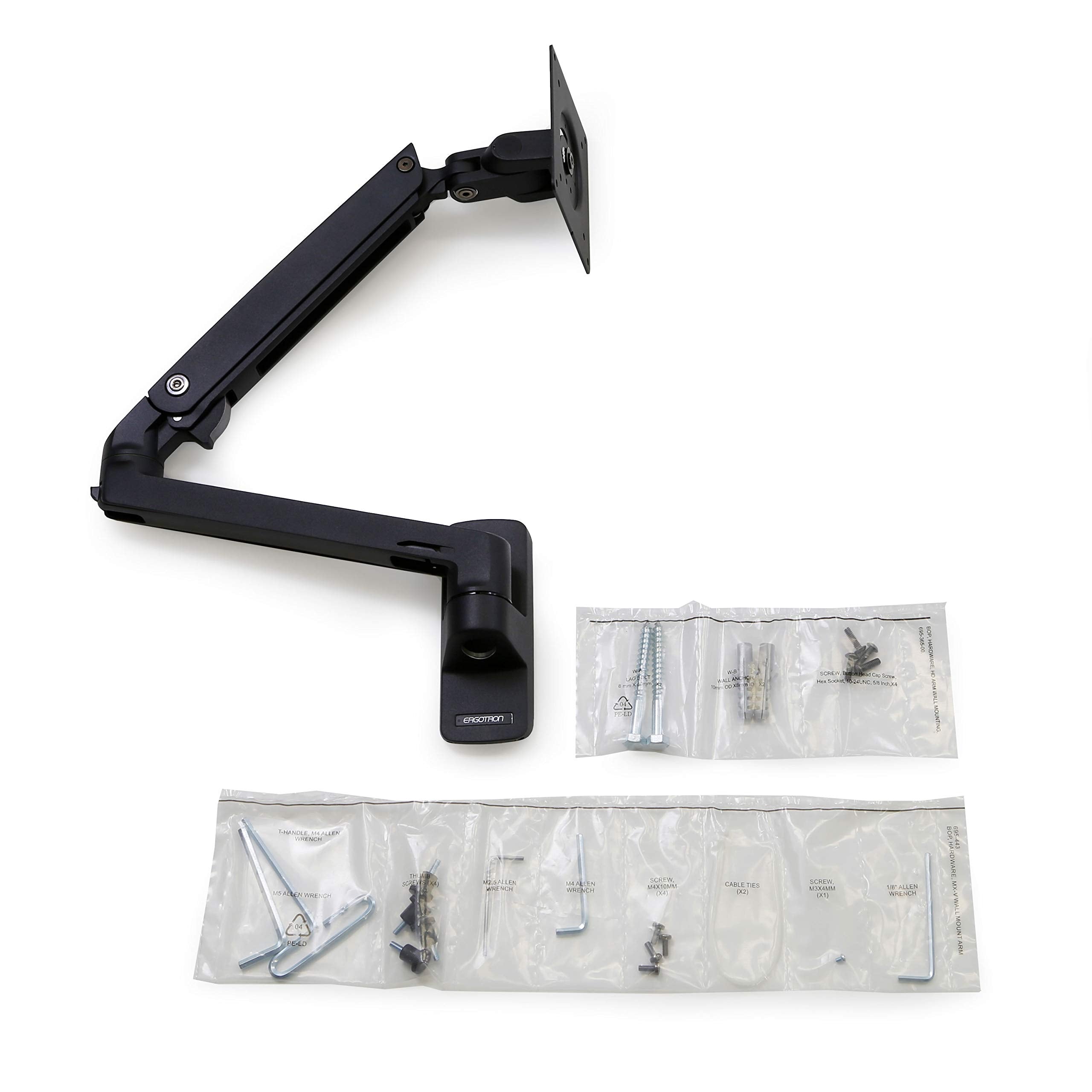 Ergotron � MXV Single Monitor Arm, VESA Wall Mount � for Monitors Up to 34 Inches, 7 to 20 lbs � Matte Black
