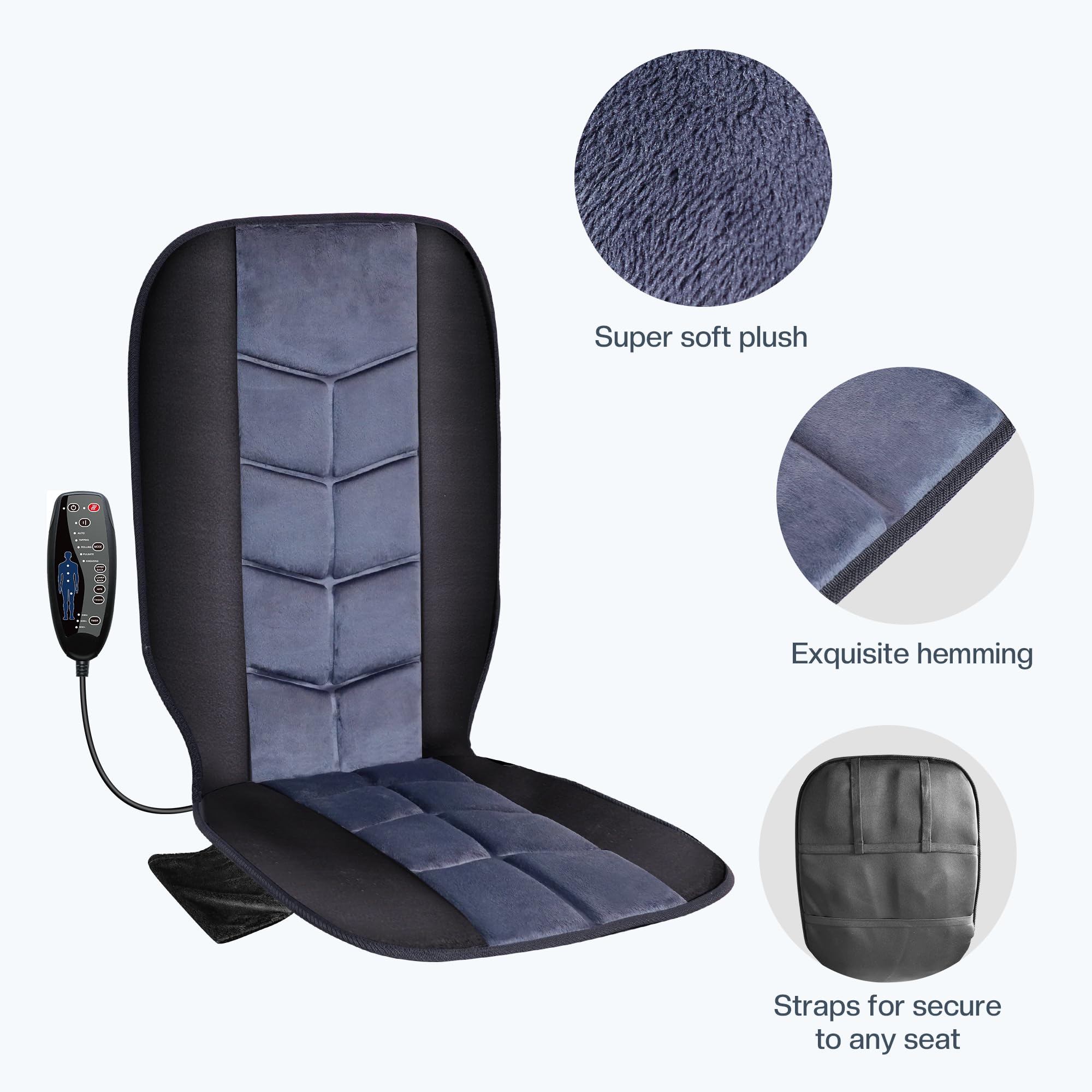 Cili Massage Chair Pad,Back Massager With Heat,Massage Seat Cushion With 10 Vibration Motors,30-60-90 Minutes Heating Options,Ch