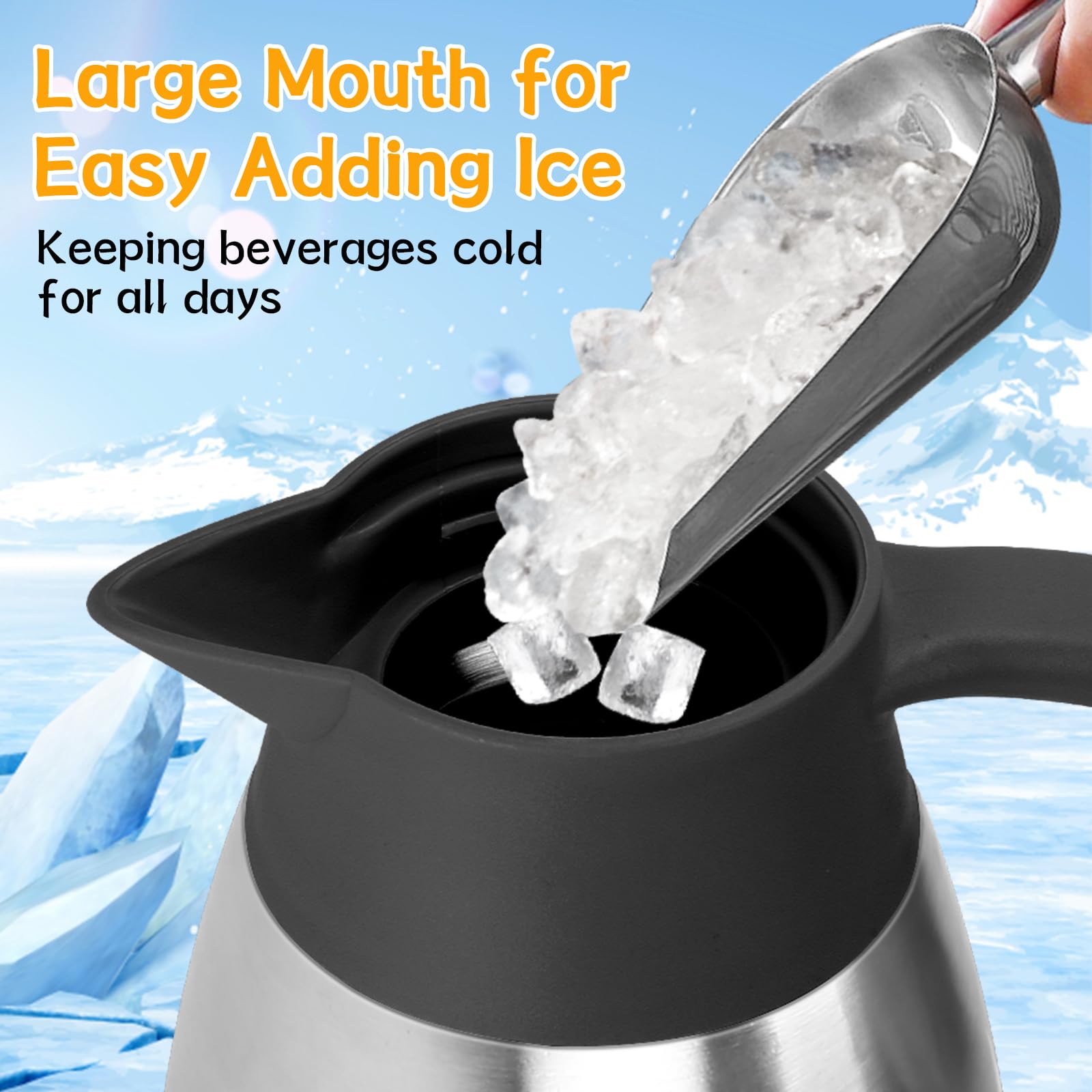 70Oz Thermal Coffee Carafe Insulated Coffee Thermos,Stainless Steel Thermos Pitcher,Double Walled Vacuum Insulation Coffee Caraf