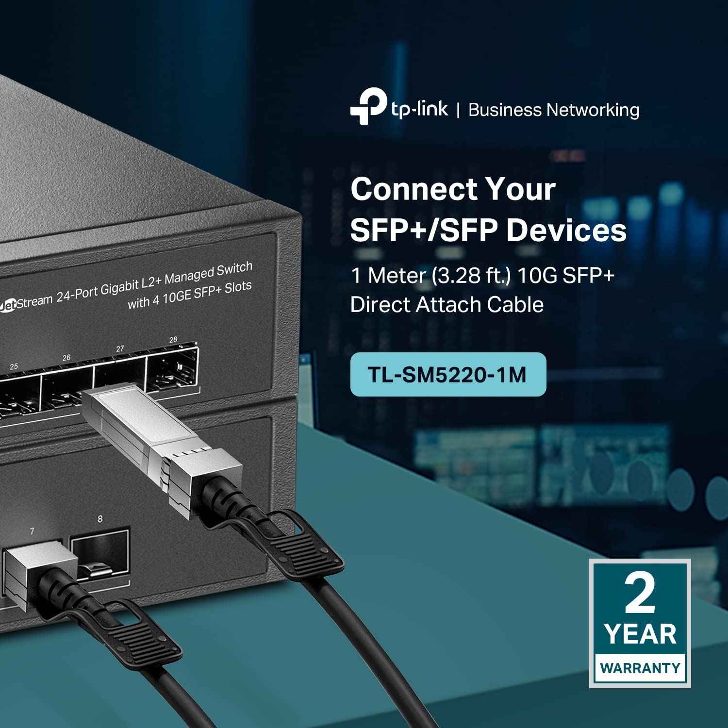 Tp Link Tl Sm5220 1M  1 Meter 33 Feet 10G Sfp+ Direct Attach Cable (Dac)  Passive Twinax Cable  10Gbase Cu Sfp+ To Sfp+ Connecto