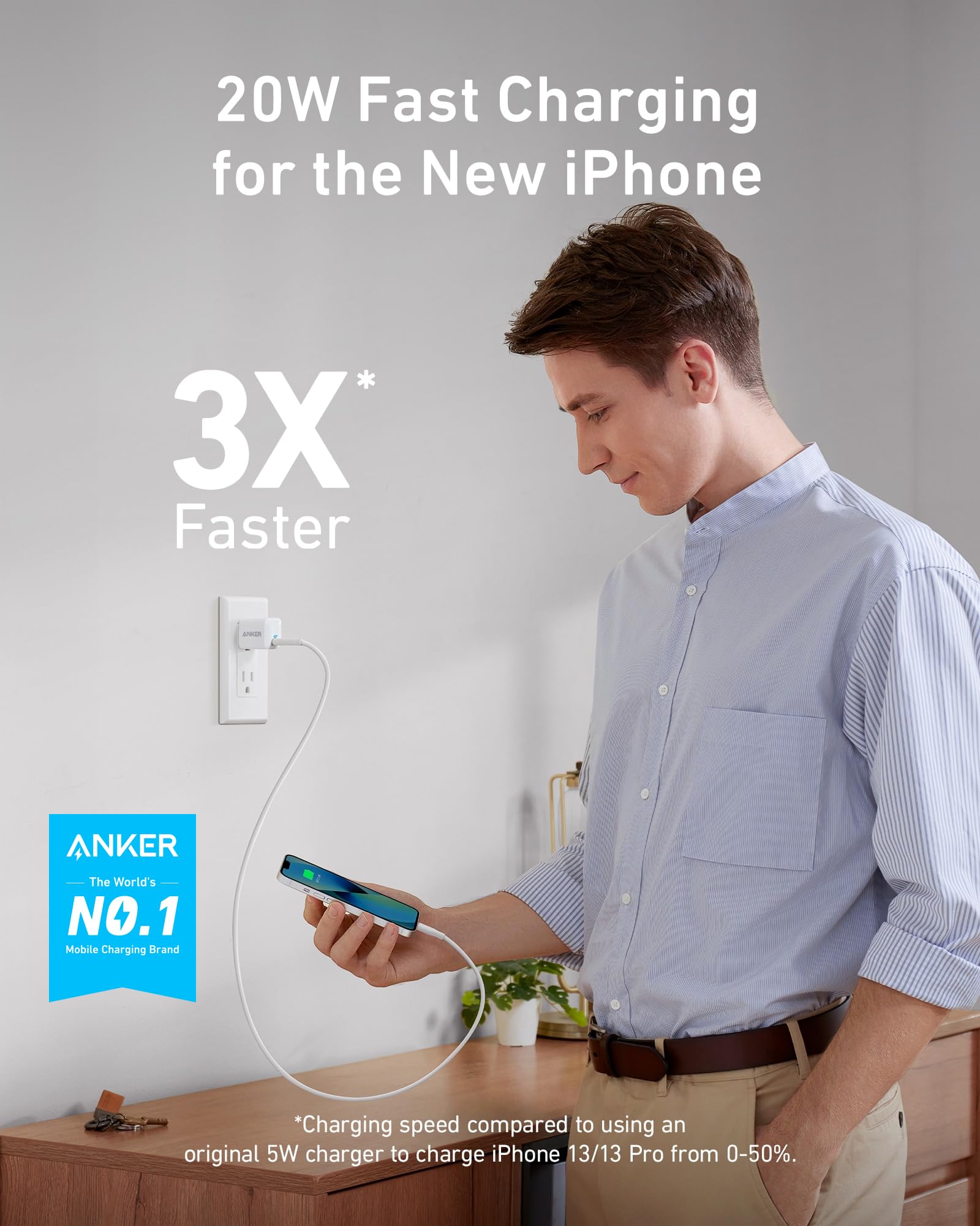 Usb C Charger Block 20W, Anker 511 Charger ( Nano ), Piq 3.0 Durable Compact Fast Charger With 6Ft Usb C To Lightning Cable (Mfi