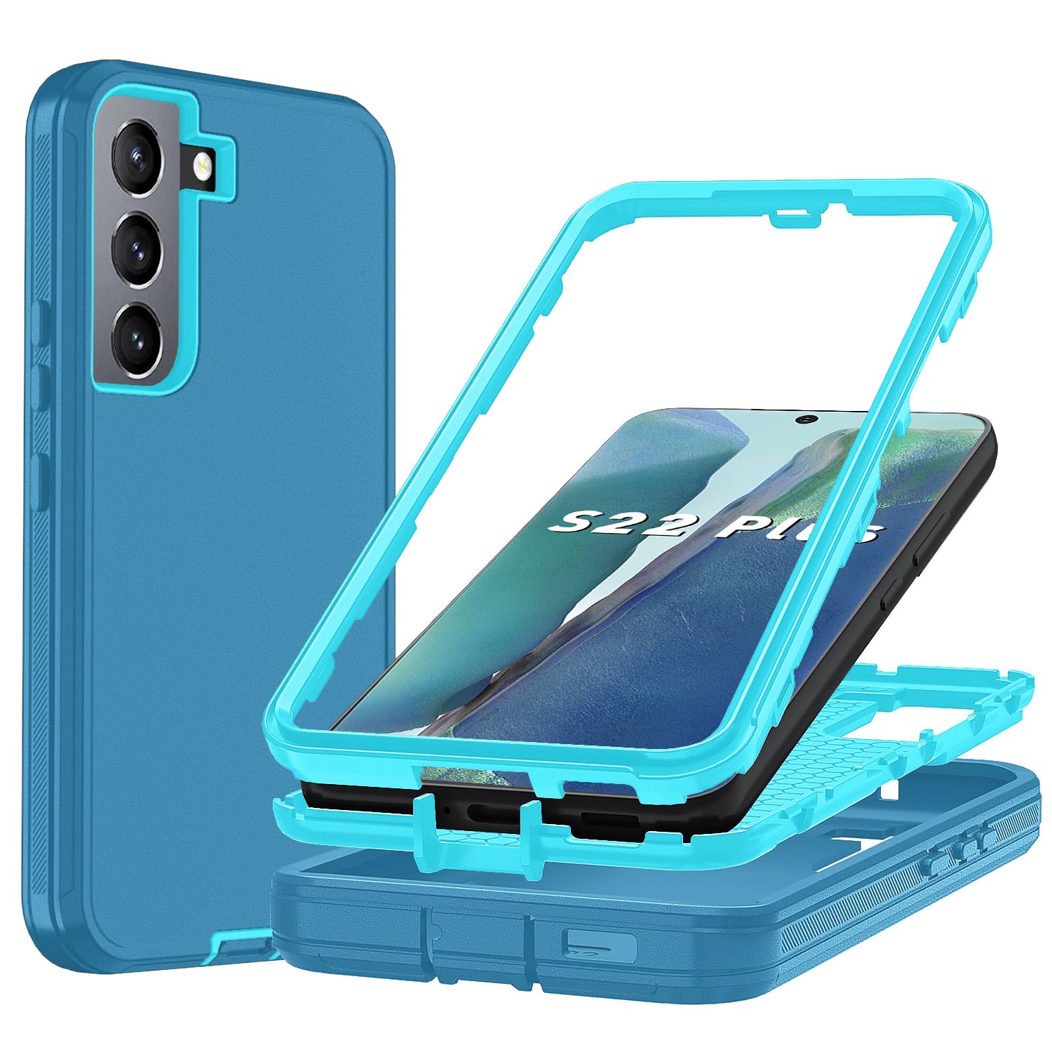 Ylzhe for Galaxy S22 Plus Case,3 in 1 Protective S22plus 5G Phone Case,Shockproof TPU Hard PC Case [No Screen Protector] for Sam