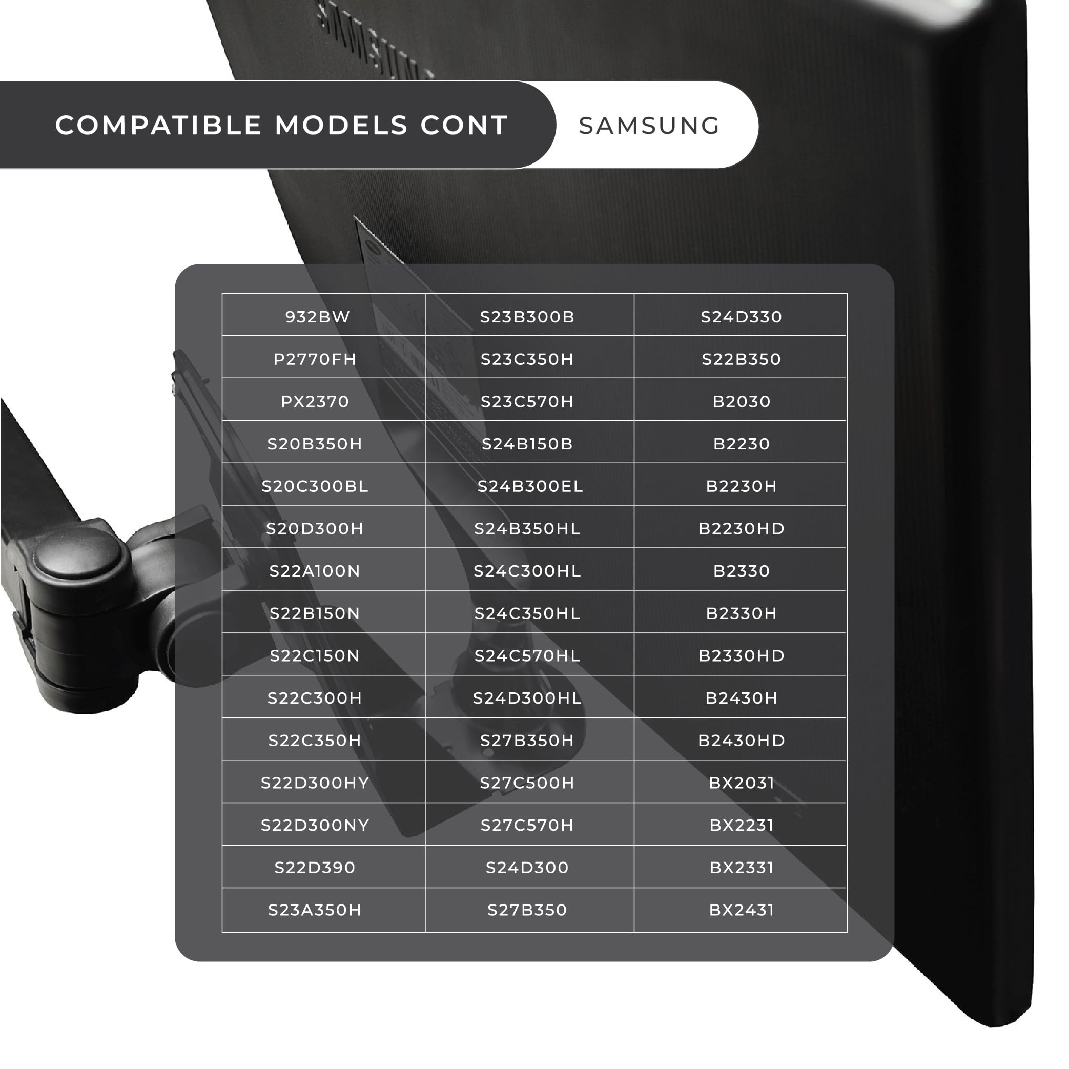 Humancentric Vesa Mount Adapter Bracket Compatible With Samsung Monitors, Fits Many Models Including Px2370, S23C350H, S24B300El, S24D300, S27B350, S24D330, S22B350, And More