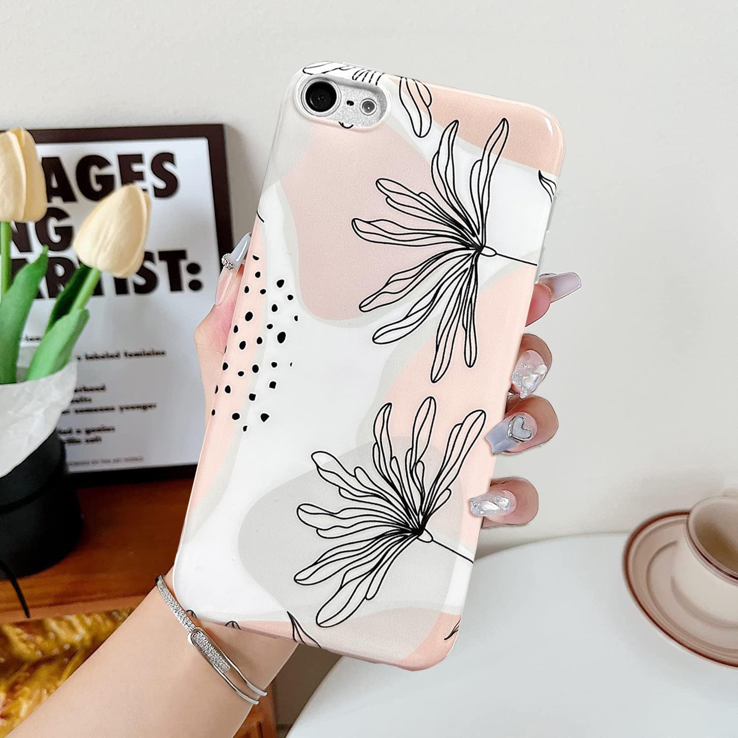 J.West Ipod Touch 7 Case, Ipod Touch 6 & 5 Case,Soft Boho Case With Floral Pattern Case Cover Modern Slim Silicone Bumper Shell