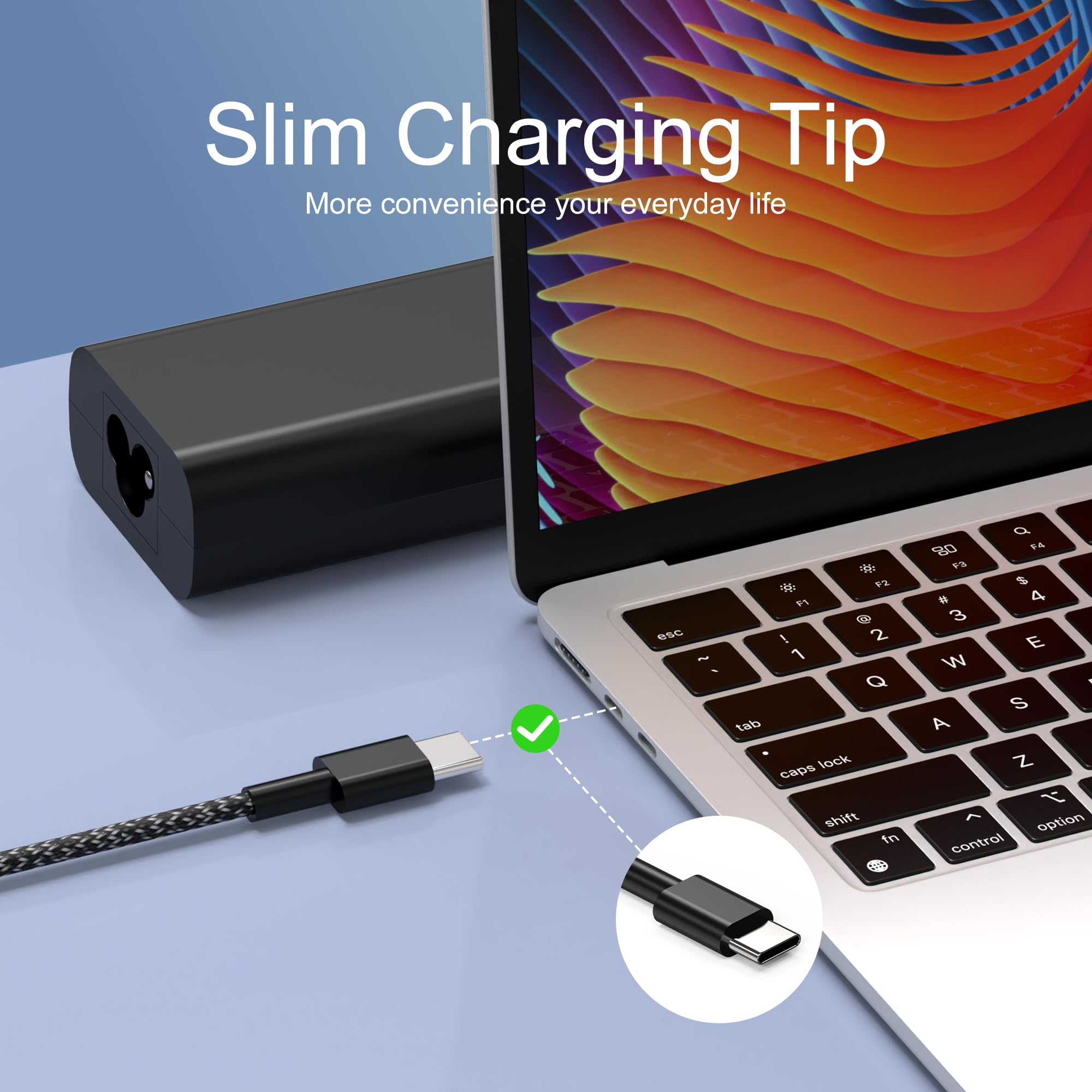 New Slim Charger For Dell 65W Usb C Laptop Xps And Latitude Fast Charging Type C Travel Laptop Power Adapter