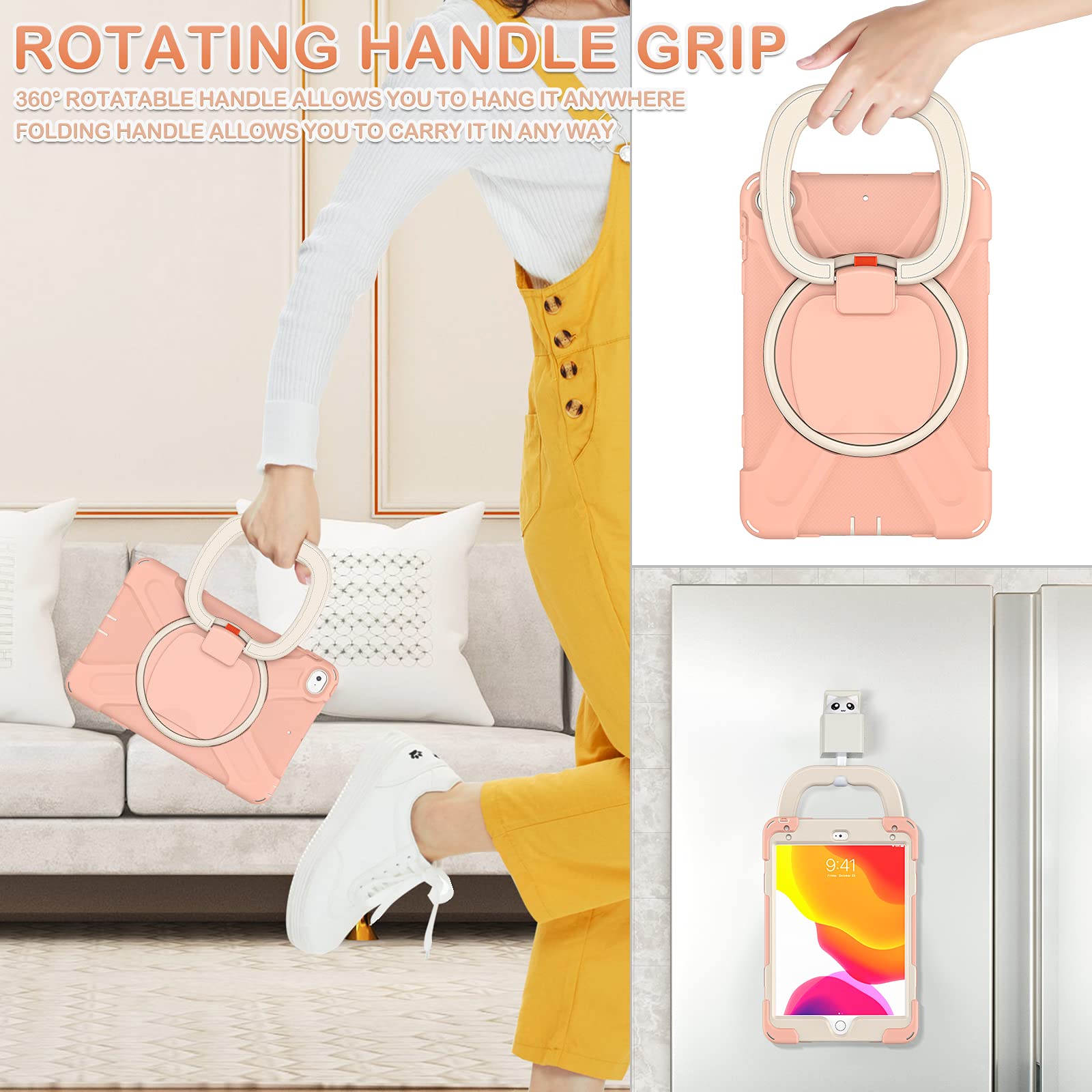 Batyue Ipad Mini 5 Case,Ipad Mini 4 Case, Heavy Shockproof Drop Case With Pencil Holder, 360 Swivel Stand, Shoulder Strap;Cover