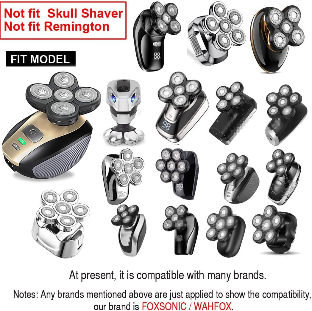 Foxsonic 3 Pcs 5 Blades Universal Head Shaver Replacement Heads For Head Shaver, Compatible Mainstream Shaver Brands, Head Shave