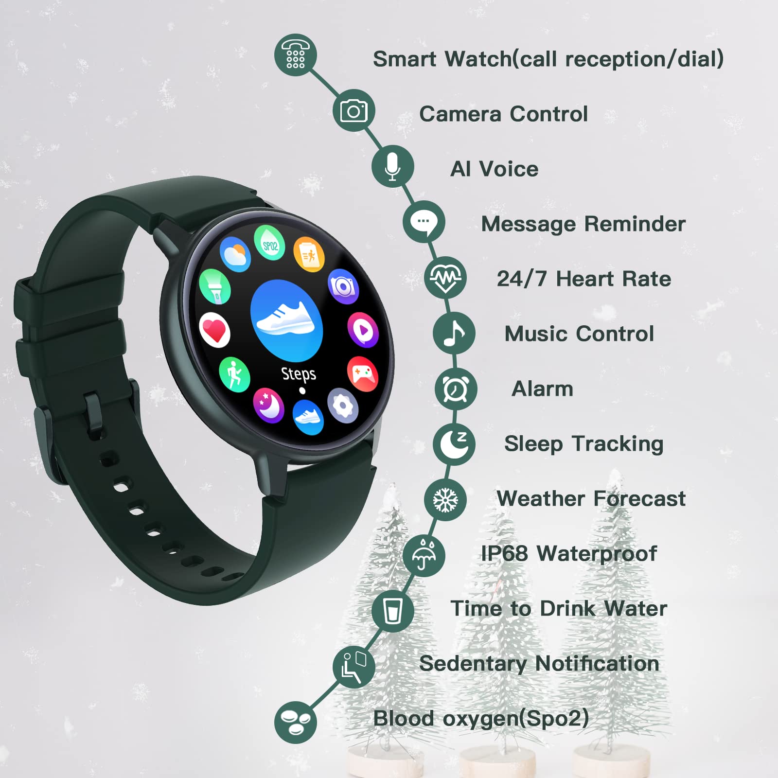 Smart Watch For Women Men(Answer/Dial Calls), 1.3'' Round Face Watches Always On Display Smartwatch For Android And Ios Phones,