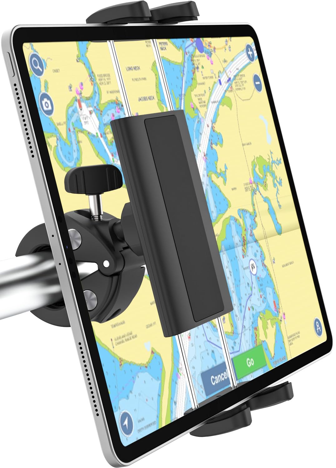 Dosvsi Boat Helm Tablet Holder, 360 Adjustable Marine Tablet Pole Mount, Sail Boat Pole Handle Phone Clamp, Bar Rail Post Tube C