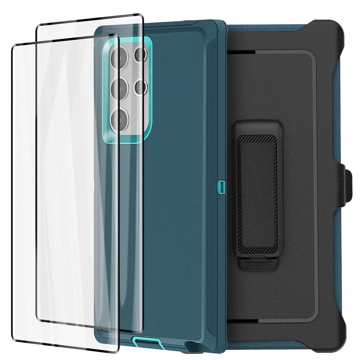 Aicase Belt Clip Holster Case For Galaxy S22 Ultra With Screen Protector,Heavy Duty Drop Protection Full Body Rugged Shockproof/