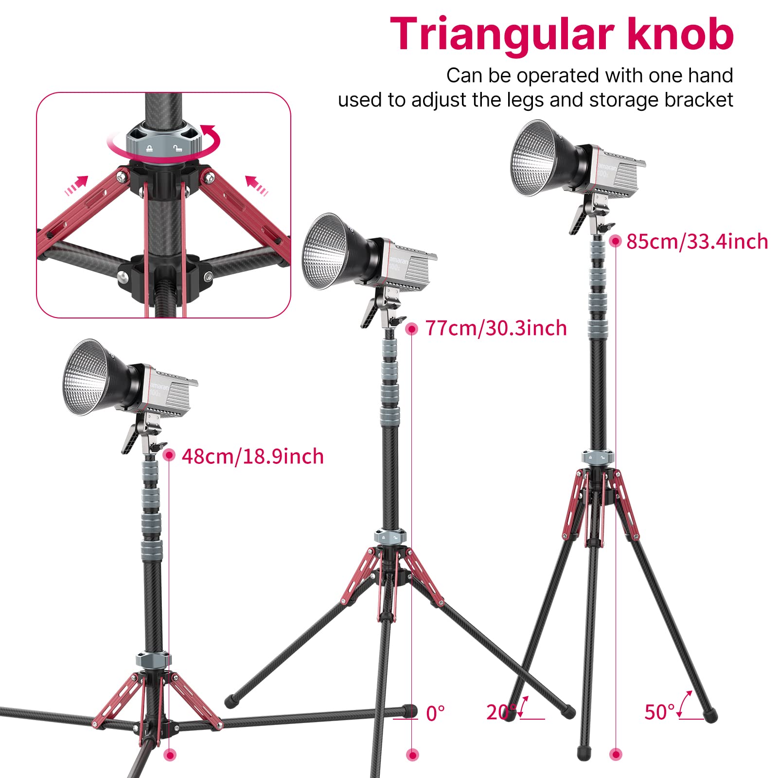 Ulanzi Light Stand Carbon Fiber Mt-49, Adjustable Tripod Stand For Photography With Phone Clip, 194Cm/76.4Inch Studio Sturdy Tri