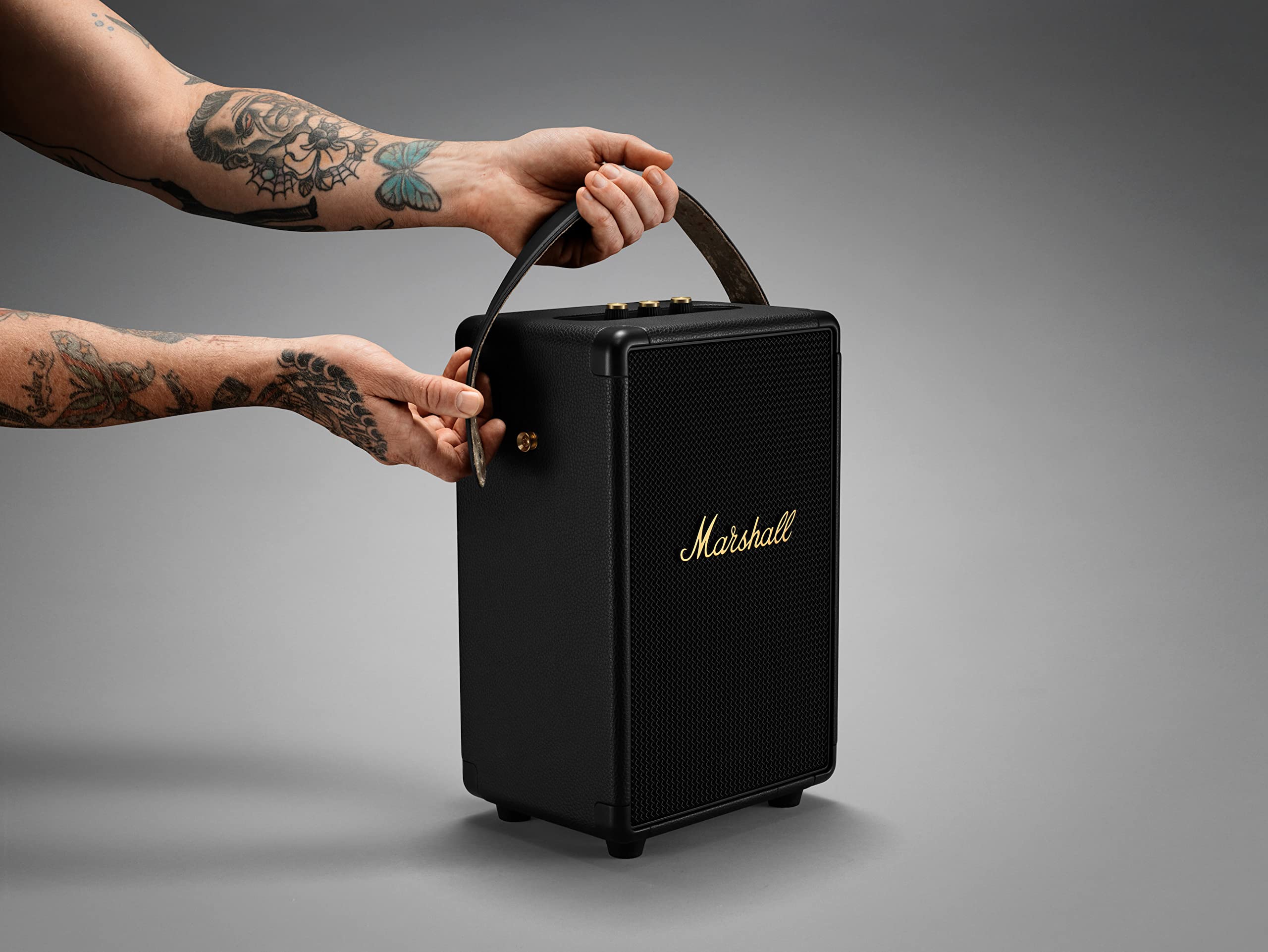 Marshall Tufton Portable Bluetooth Speaker, Black & Brass