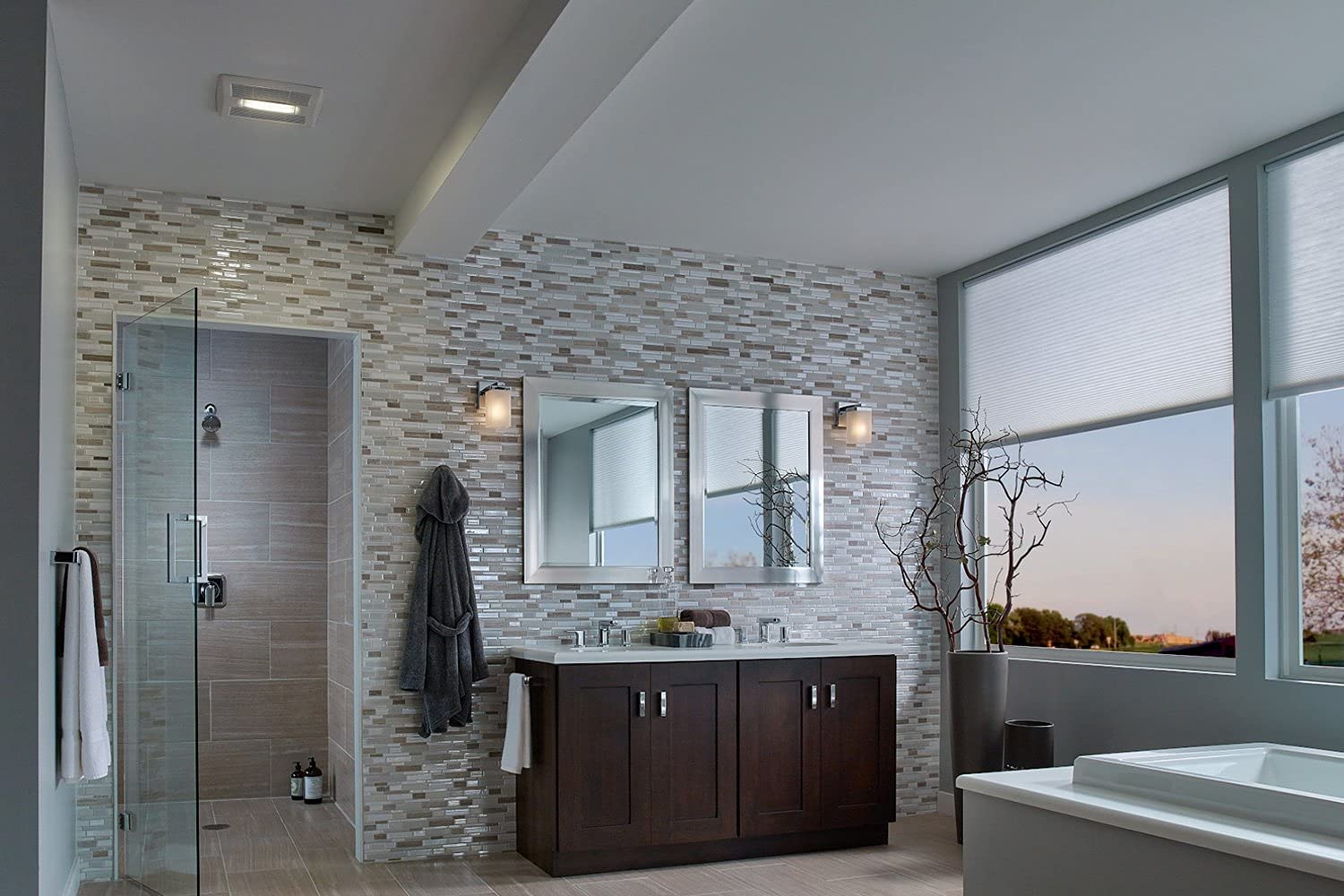 Broan Nutone Ae80Bl Invent Series Single Speed Fan With Led Light, Ceiling Room Side Installation Bathroom Exhaust Fan, Energy S