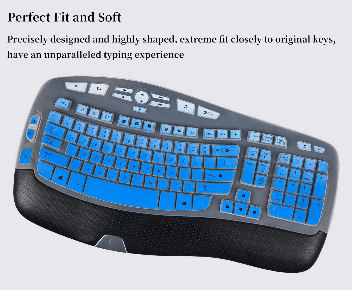 Keyboard Cover For Logitech K350 Mk550 Mk570 Wireless Wave Keyboard, Ultra Thin Silicone Keyboard Protector For Logitech K350 Mk