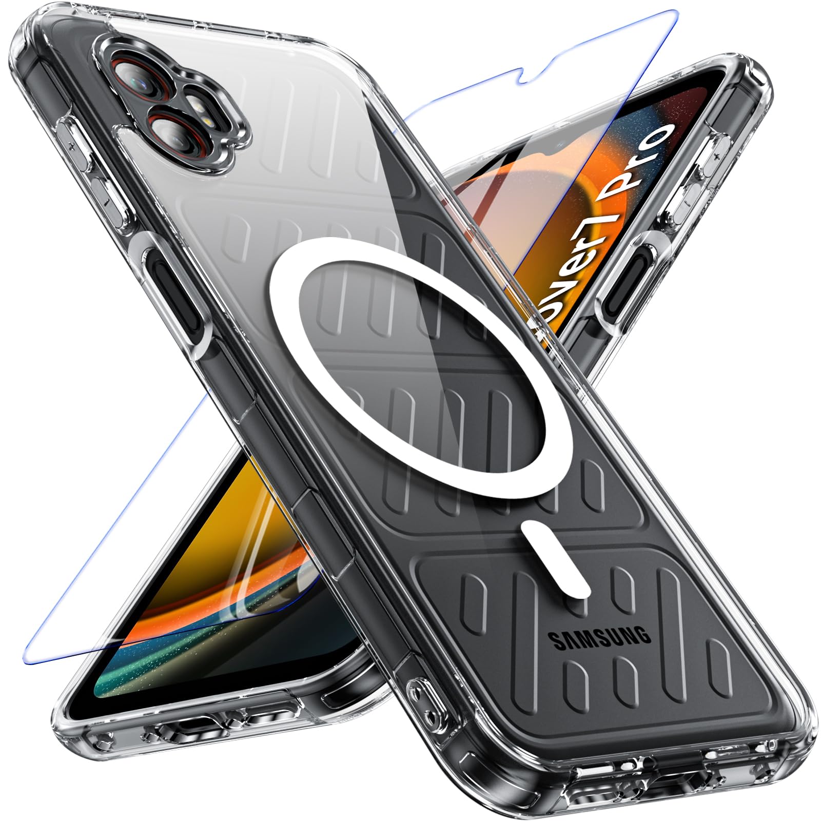 Fin2Feel For Samsung Galaxy Xcover 7 Pro Case, Magnetic With Screen Protector, [Military Grade Protection] Shockproof Protective