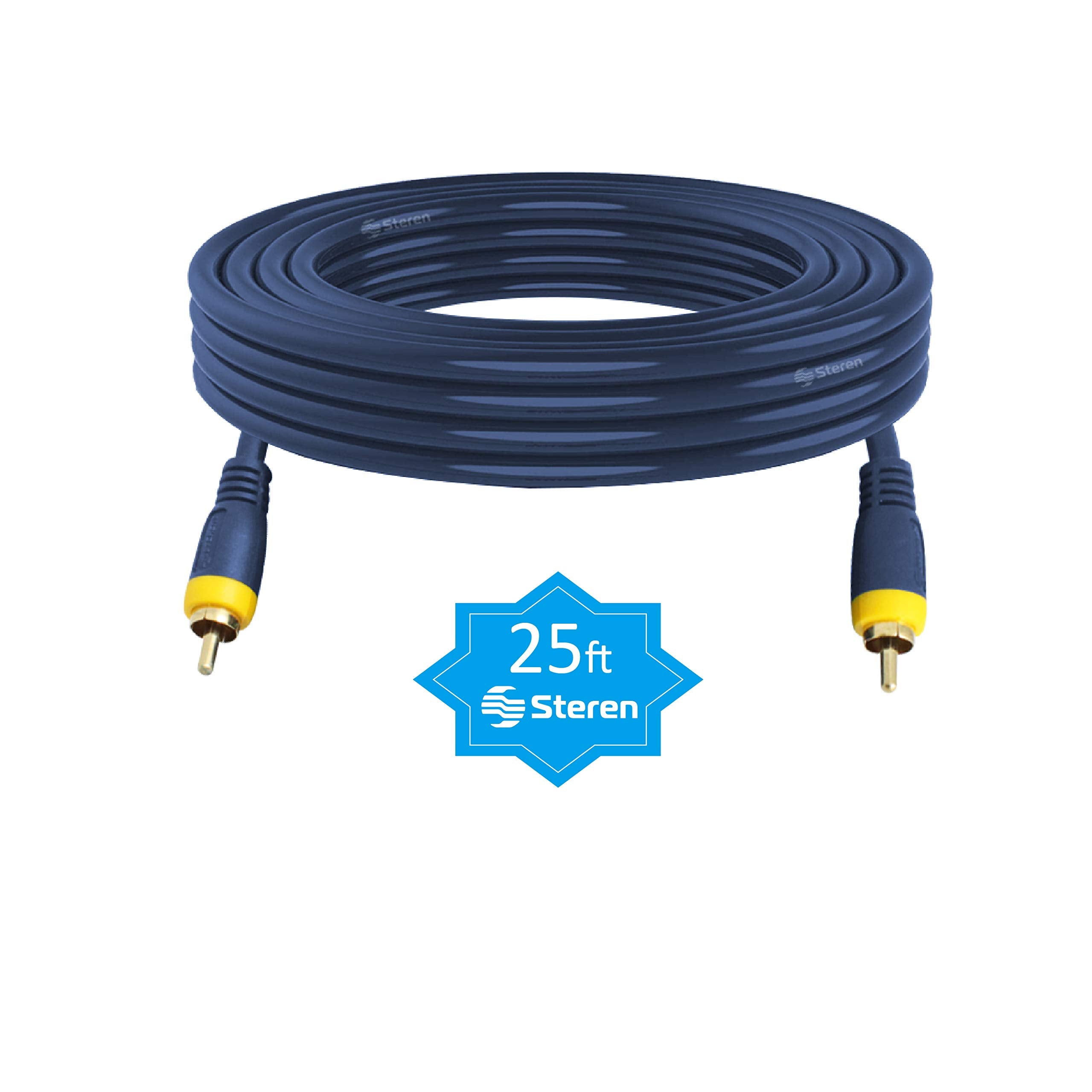 Steren 254 125BL 25 Feet RCA RCA Plug Python Gold Cable
