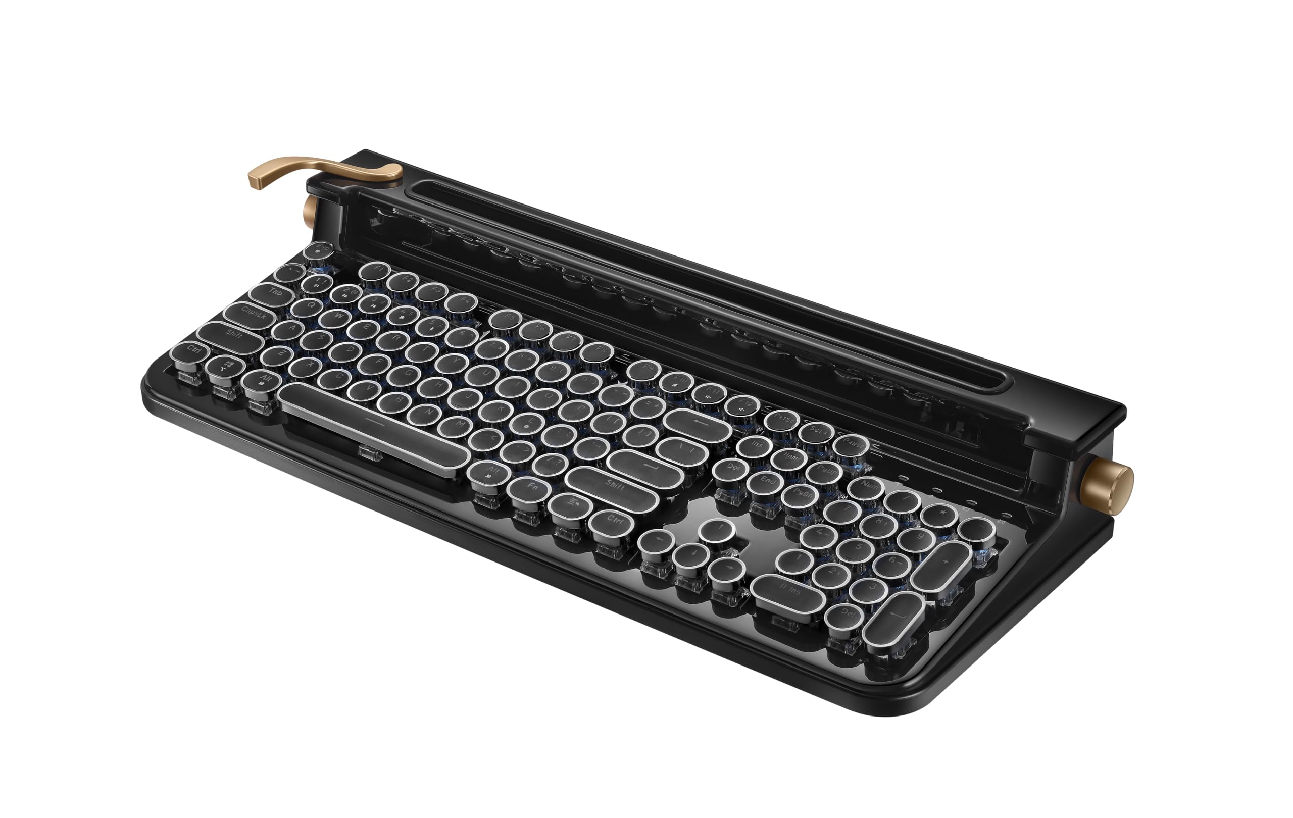 FINEDAY Keyboard 2.0 Plus, 2.4G Wireless & Bluetooth, 104 Keys, Blue Switch, 5000mAh, Retro Mechanical Keyboard for PC/Mac/Phone
