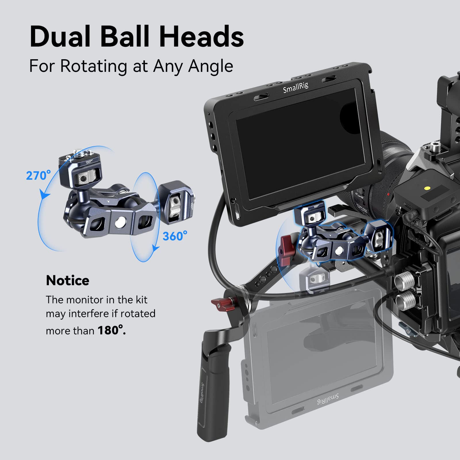 Smallrig Articulating Magic Arm With 3/8-16 Locating Screw For Arri And 1/4-20 Screw (With Retractable Pins), 360 Degree Rotatio