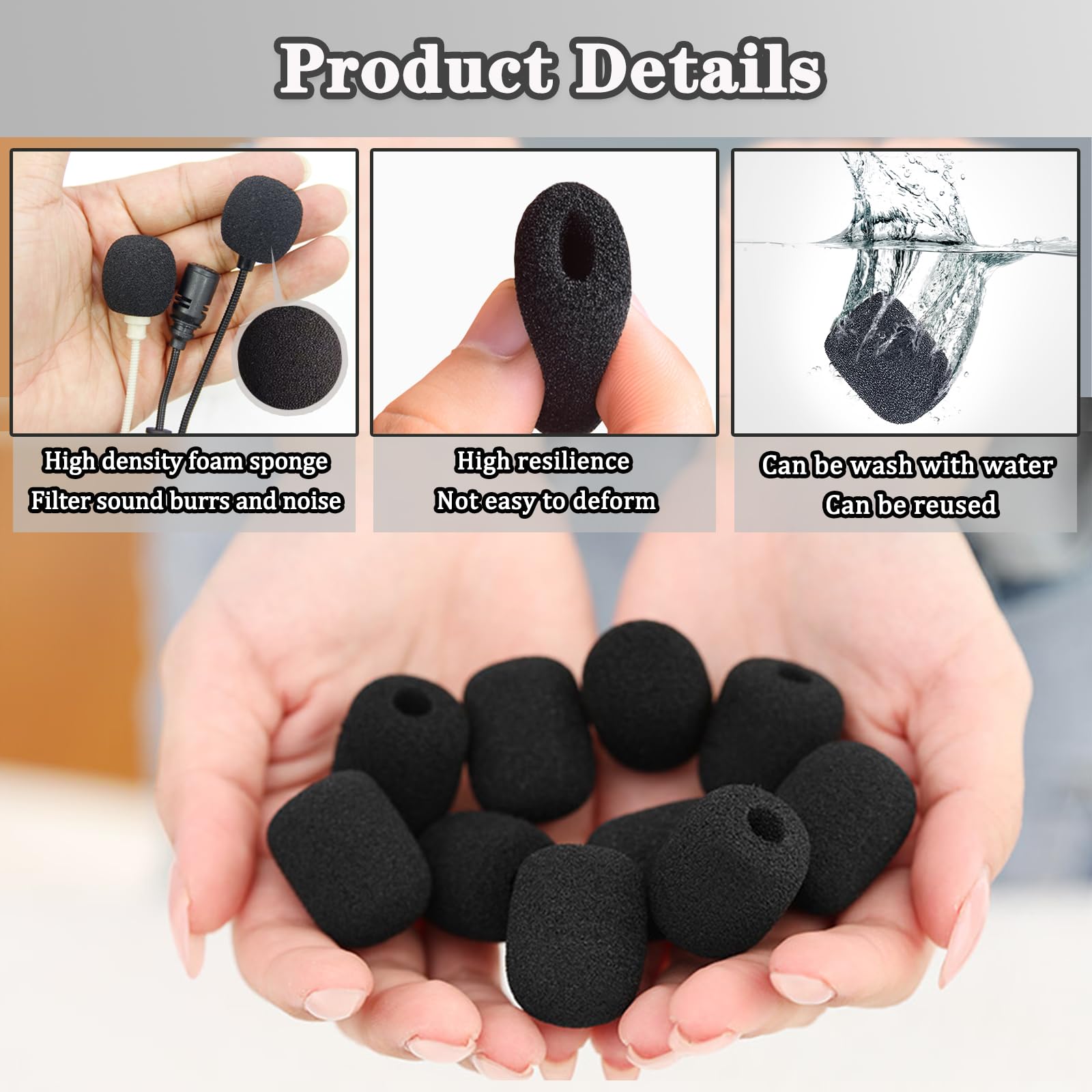 Headset Microphone Covers Foam, Lapel Headset Microphone Windscreen Sponge Foam Microphone Windscreen Mini Foam Cover For Variet