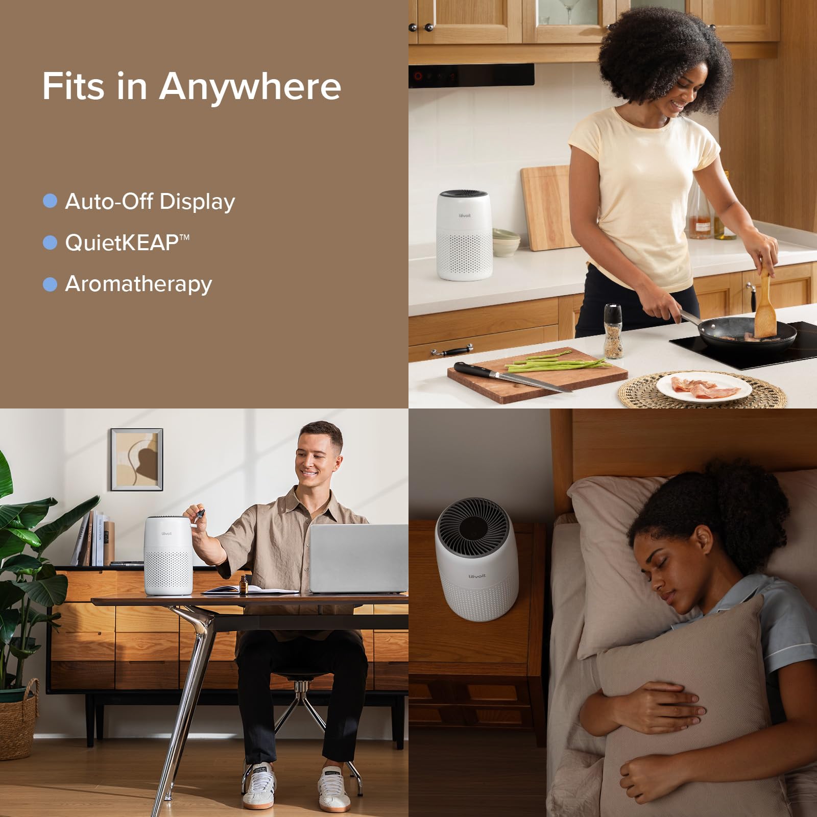 LEVOIT Air Purifier, Core Mini-P, AHAM Verified, 3-in-1 Filter, White, Portable for Smoke, Allergens, Odor, Dust