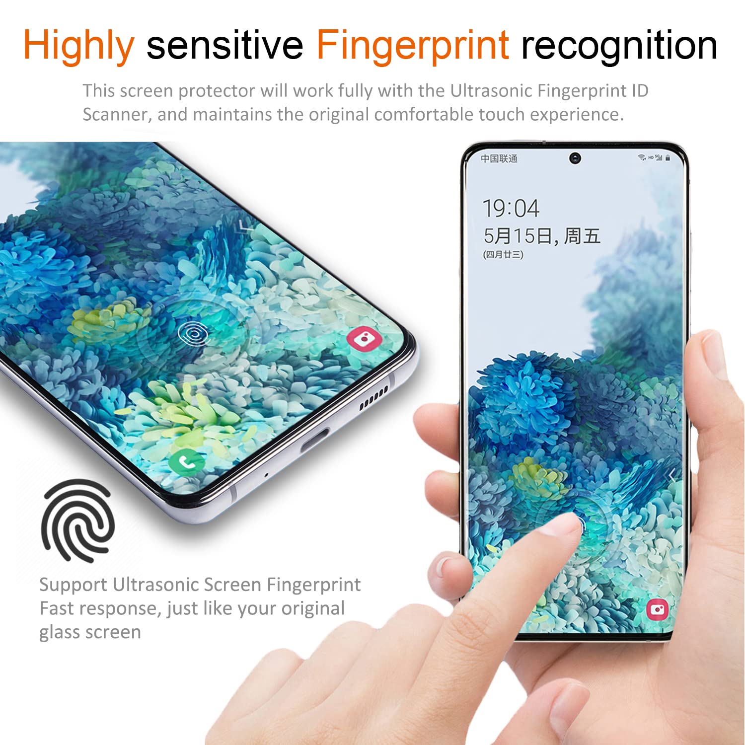 Samsung Galaxy S20 Tempered Glass Screen Protector With Camera Lens Protector [3D Curved Cover] [Fingerprint Compatible] Clear F