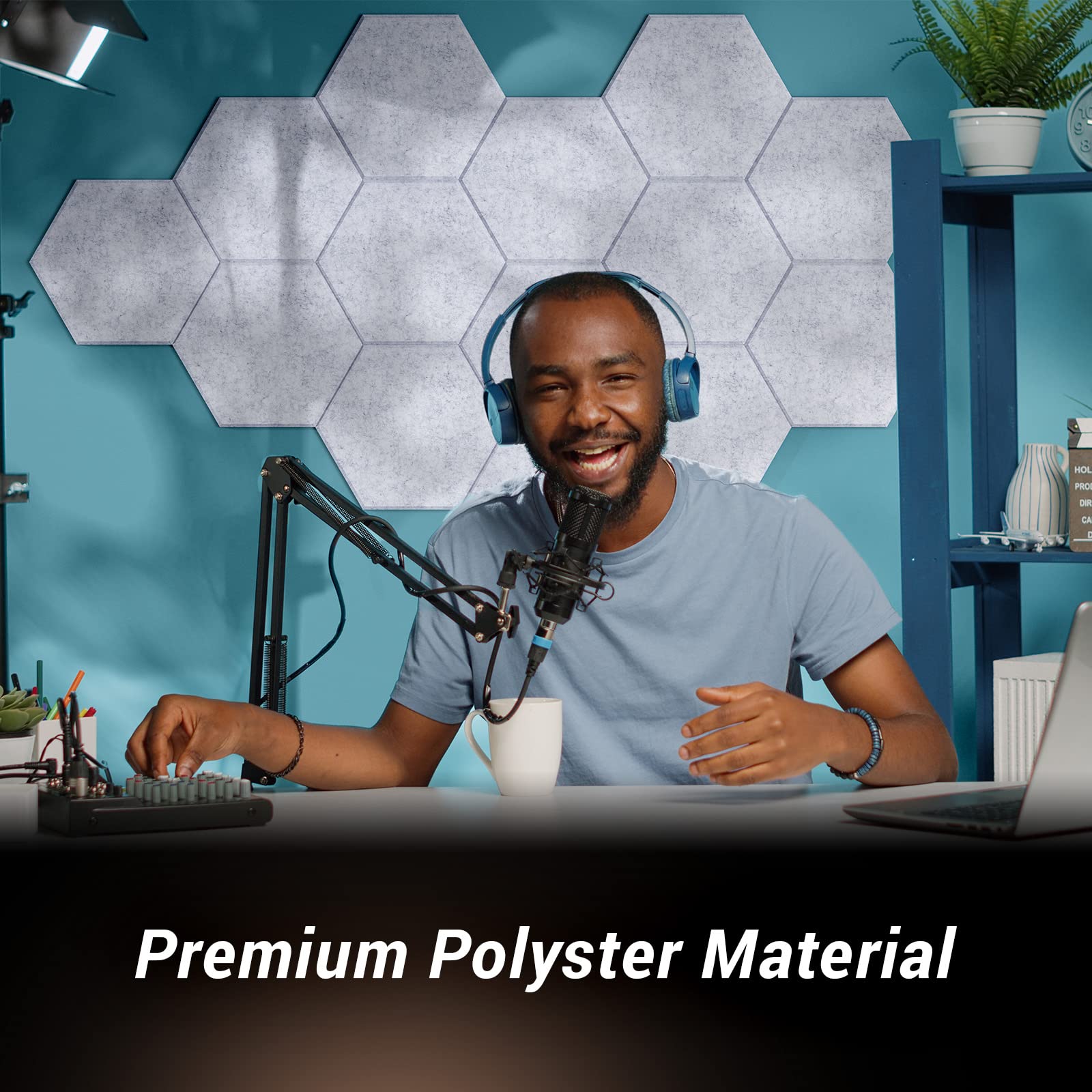 18 Pack Hexagon Acoustic Panels, Tonor 12 X 10 X 0.4  High Density Sound Proof Panels For Walls, Sound Dampening Insulation Trea