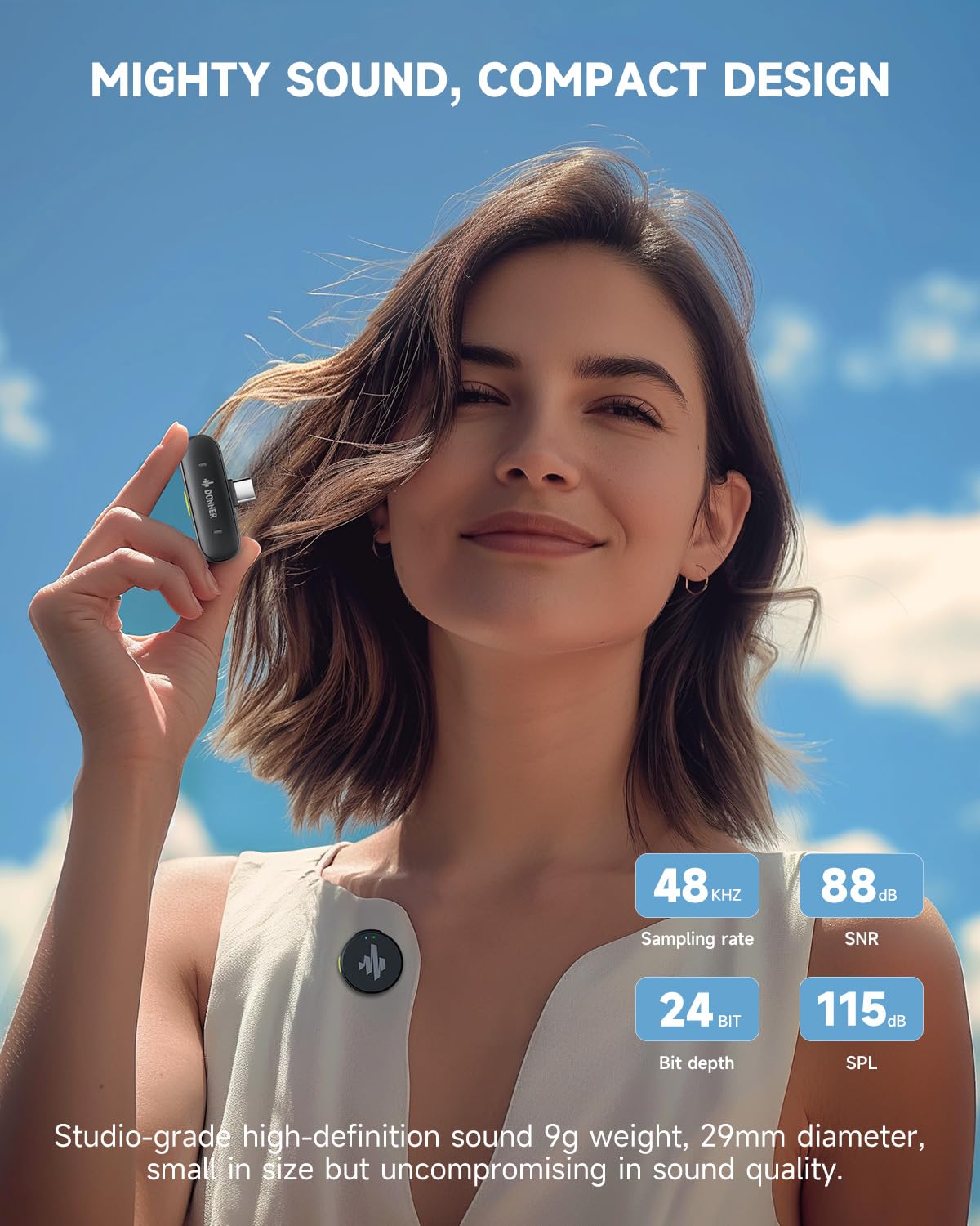 Donner Wireless Lavalier Microphone Vpm 20 Mobile Vesion For Usb C Iphone Ipad Android, With Charging Box, Dual Channels Mics, P