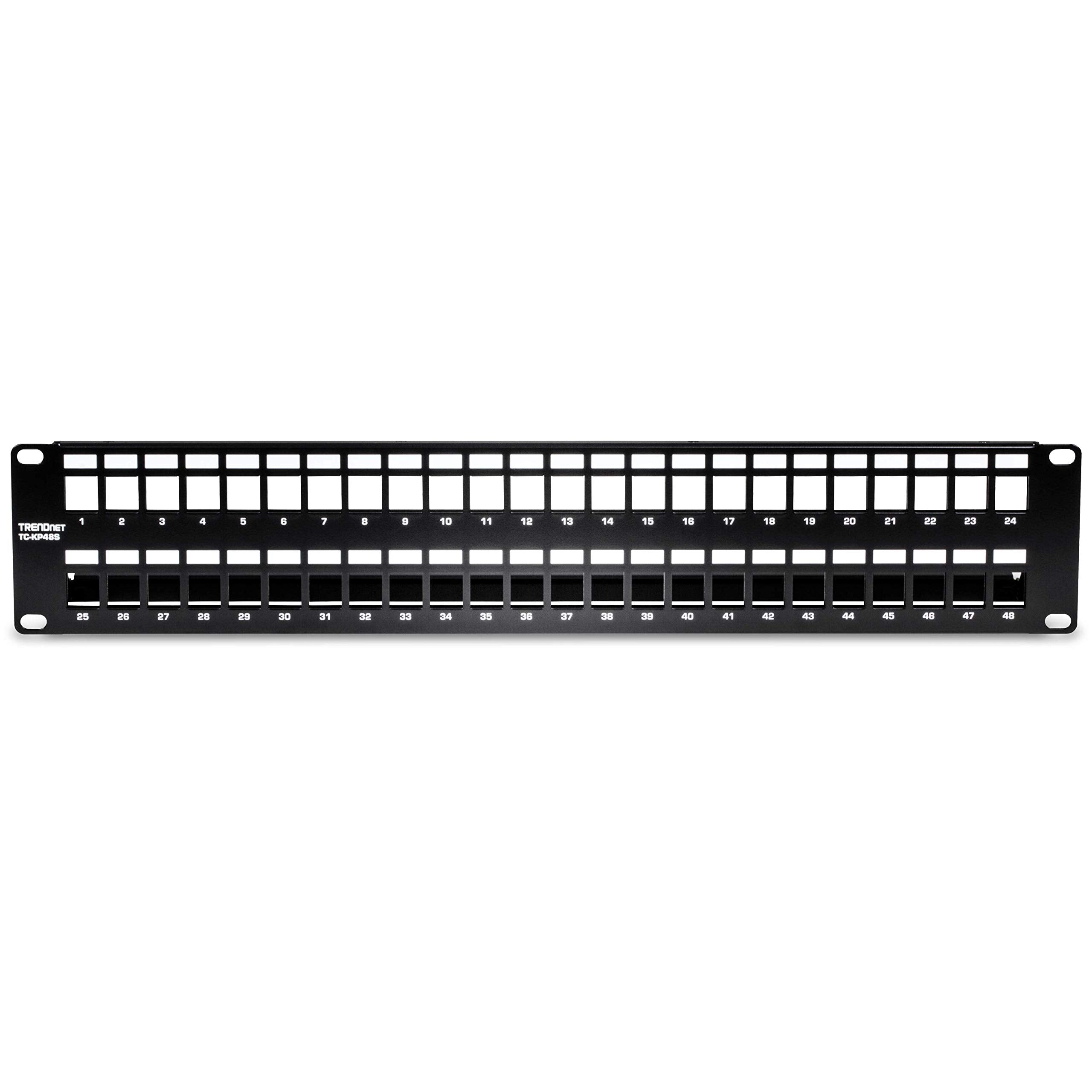 Trendnet 48 Port Blank Keystone Shielded 2U Hd Patch Panel, Tc Kp48S, 2U 19A Metal Rackmount Housing, Network Management Panel,