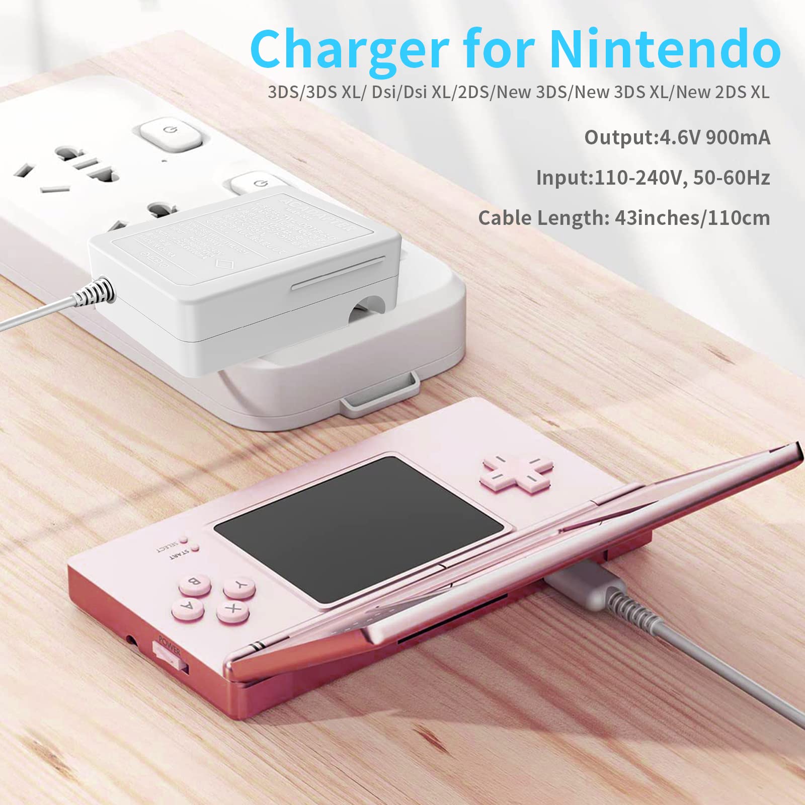 3Ds Charger, Dsi Charger, Ac Adapter Charger Home Travel Charger Wall Plug Power Adapter (100 240 V) Compatible With New 3Ds 2Ds