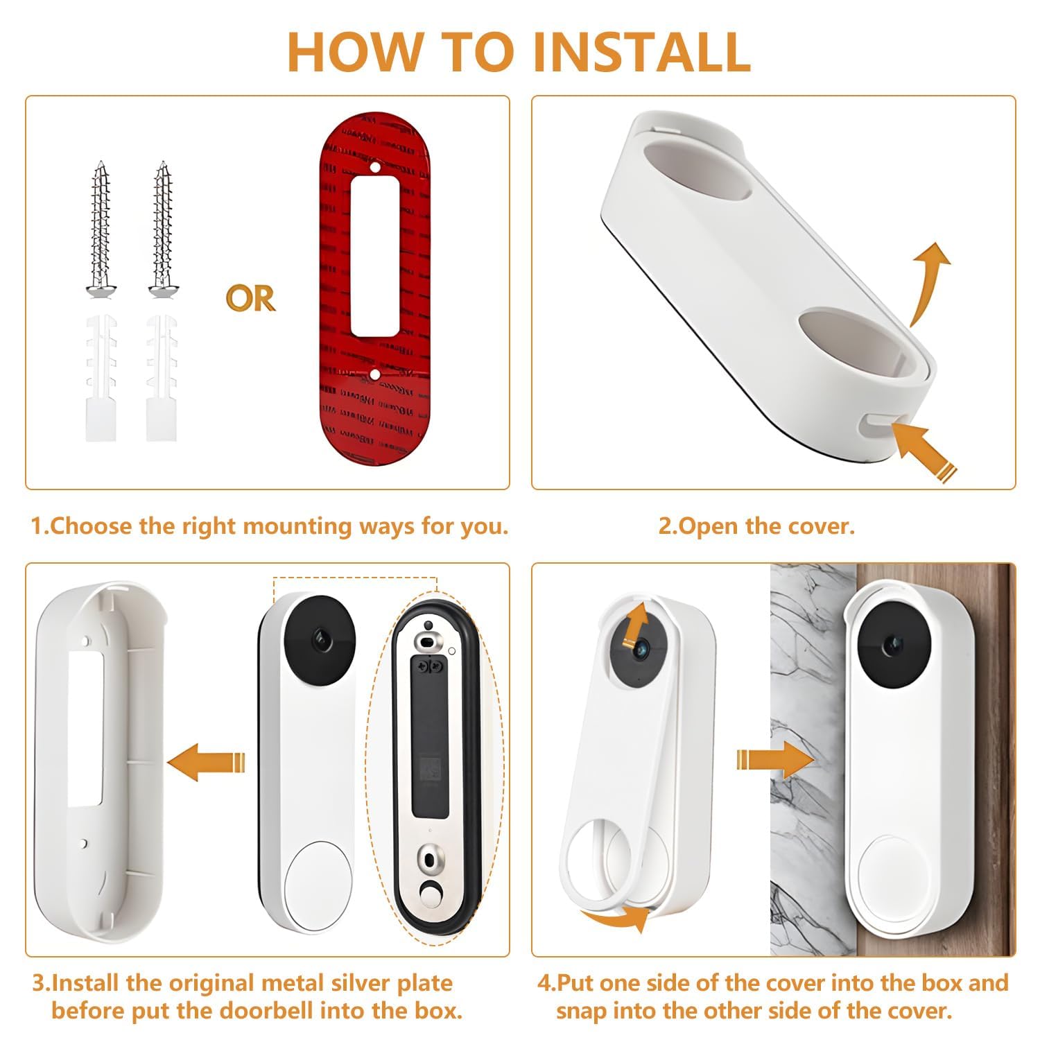 Wochel No Drill Mount For Google Nest Doorbell (Battery), Adhesive Doorbell Mount Bracket, Easy Installation For Nest Doorbell S