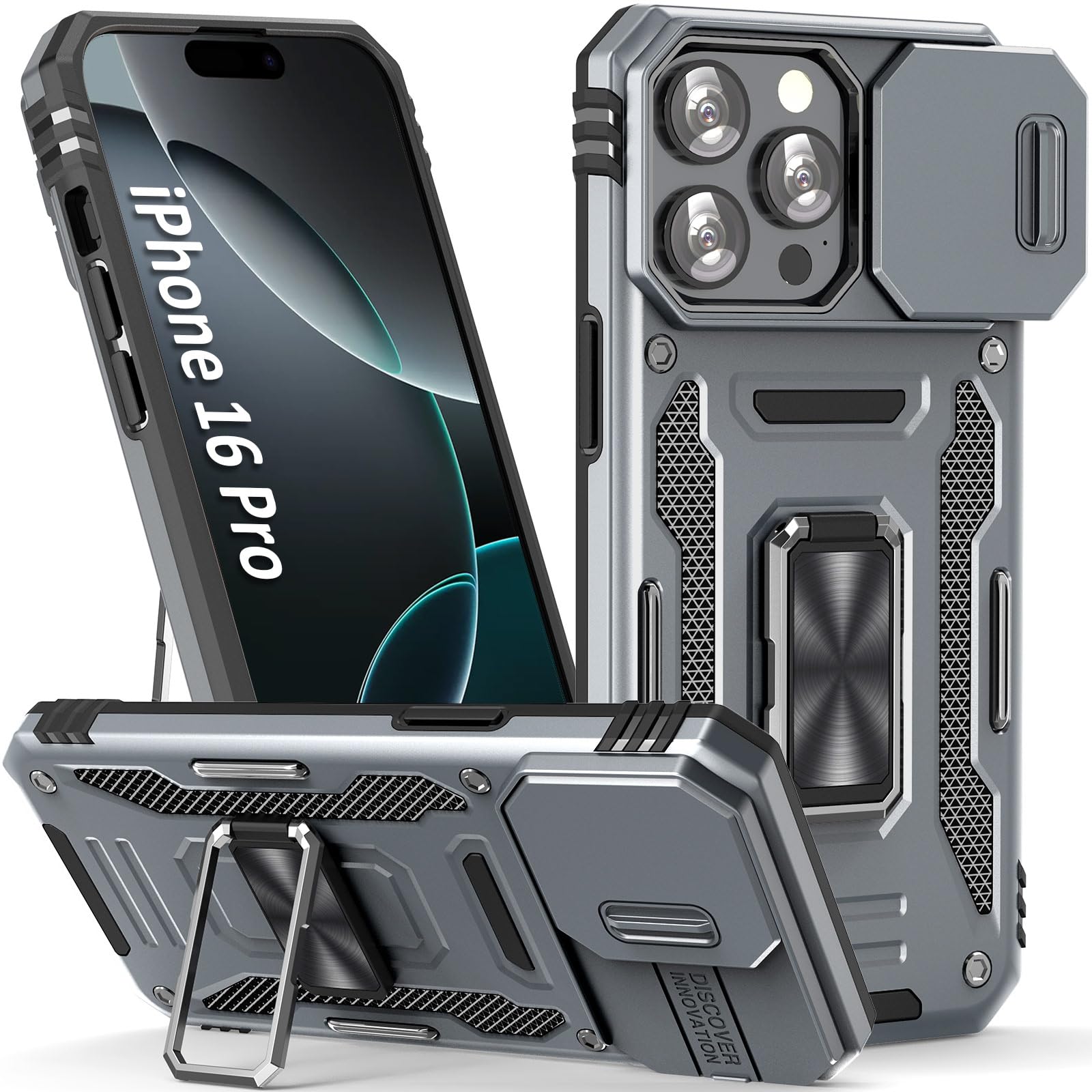 Sefing Phone Case For 16 Pro Iphone Case Iphone 16 Pro Phone Case With Kickstand Ring Holder, With Camera Cover, With Magnet Car