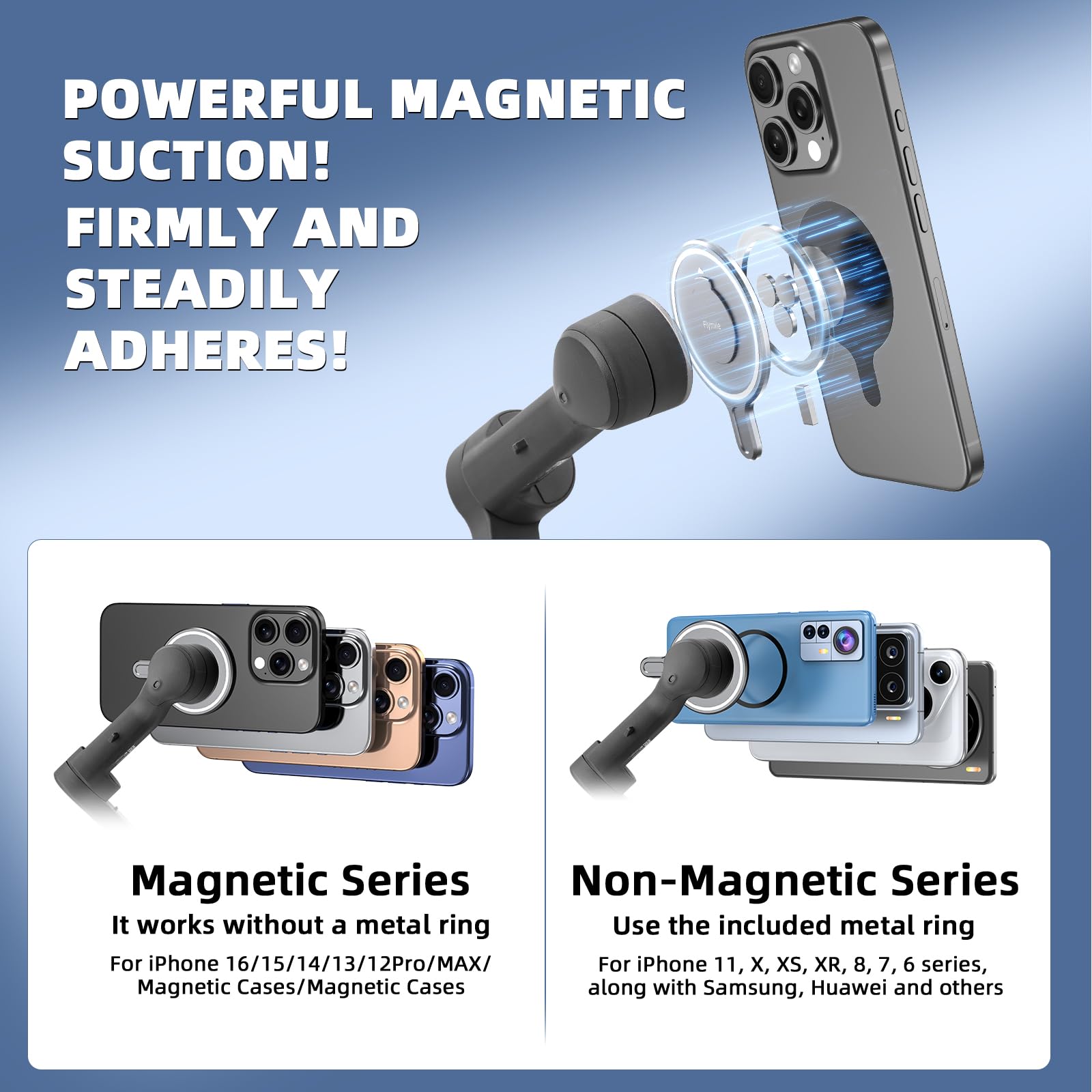 Flymile Magnetic Phone Holder Adapter For Dji Osmo Mobile 7/7P/6/5/4/Se, For Magsafe Quick-Release Mount - Compatible With Dji O