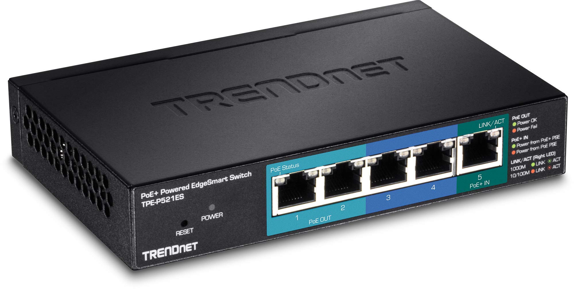 Trendnet 5 Port Gigabit Poe+ Powered Edgesmart Switch With Poe Pass Through, 18W Poe Budget, 10Gbps Switching Capacity, Managed