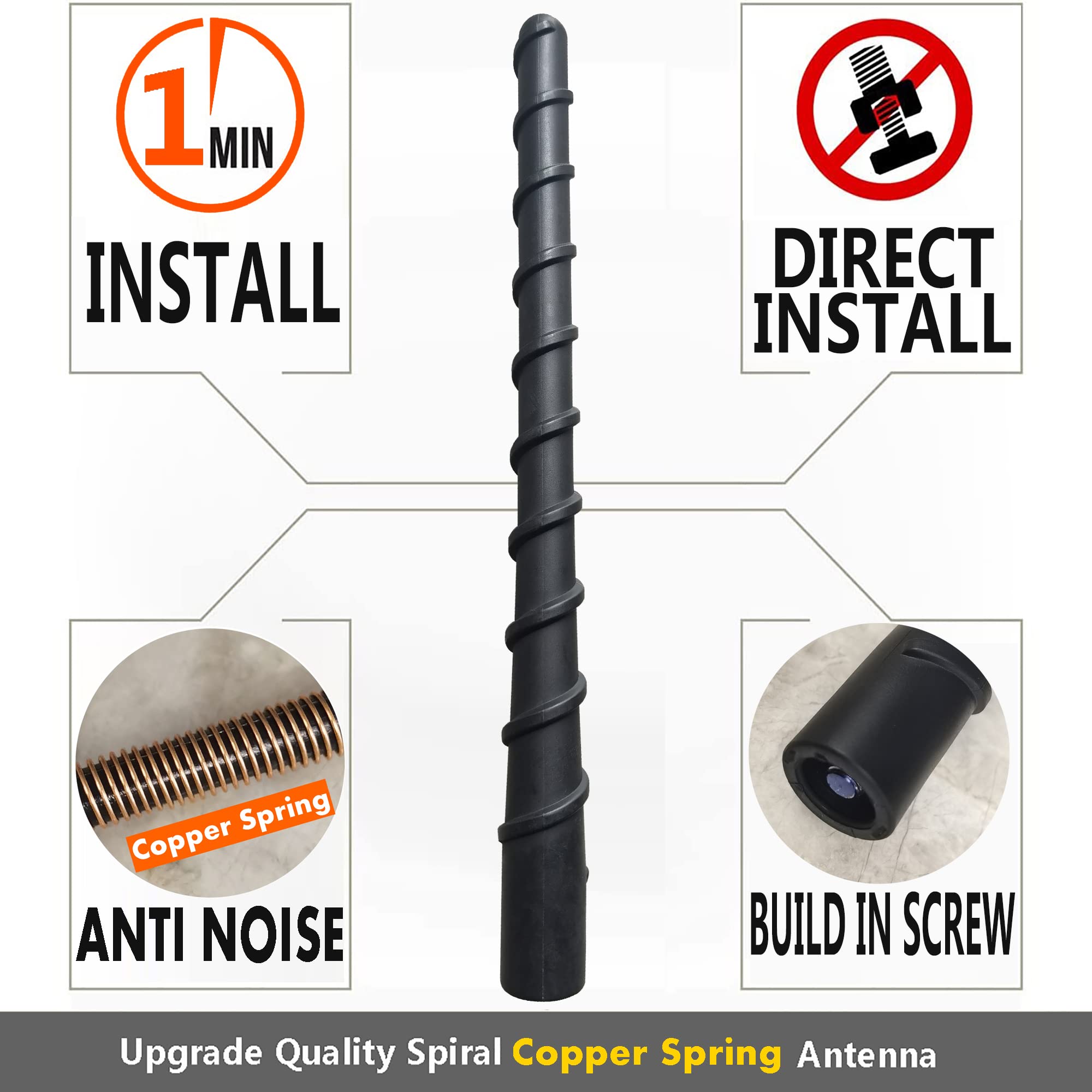 Spiral Rubber Antenna For Nissan Rogue (2008 2013), Nissan Murano (2003 2014), Sentra (2007 2012), Versa (2007 2012), Leaf (2011