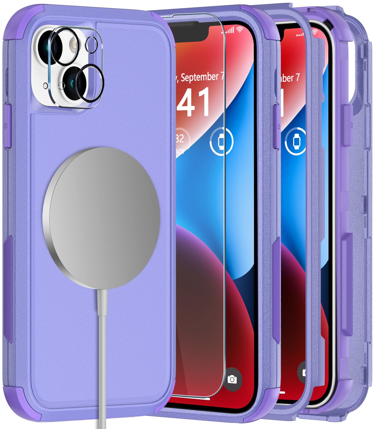 Diverbox For Iphone 14 Phone Case,Iphone 14 Magnetic Case [With Screen Protector & Camera Lens Protector ] Heavy Duty Phone Case