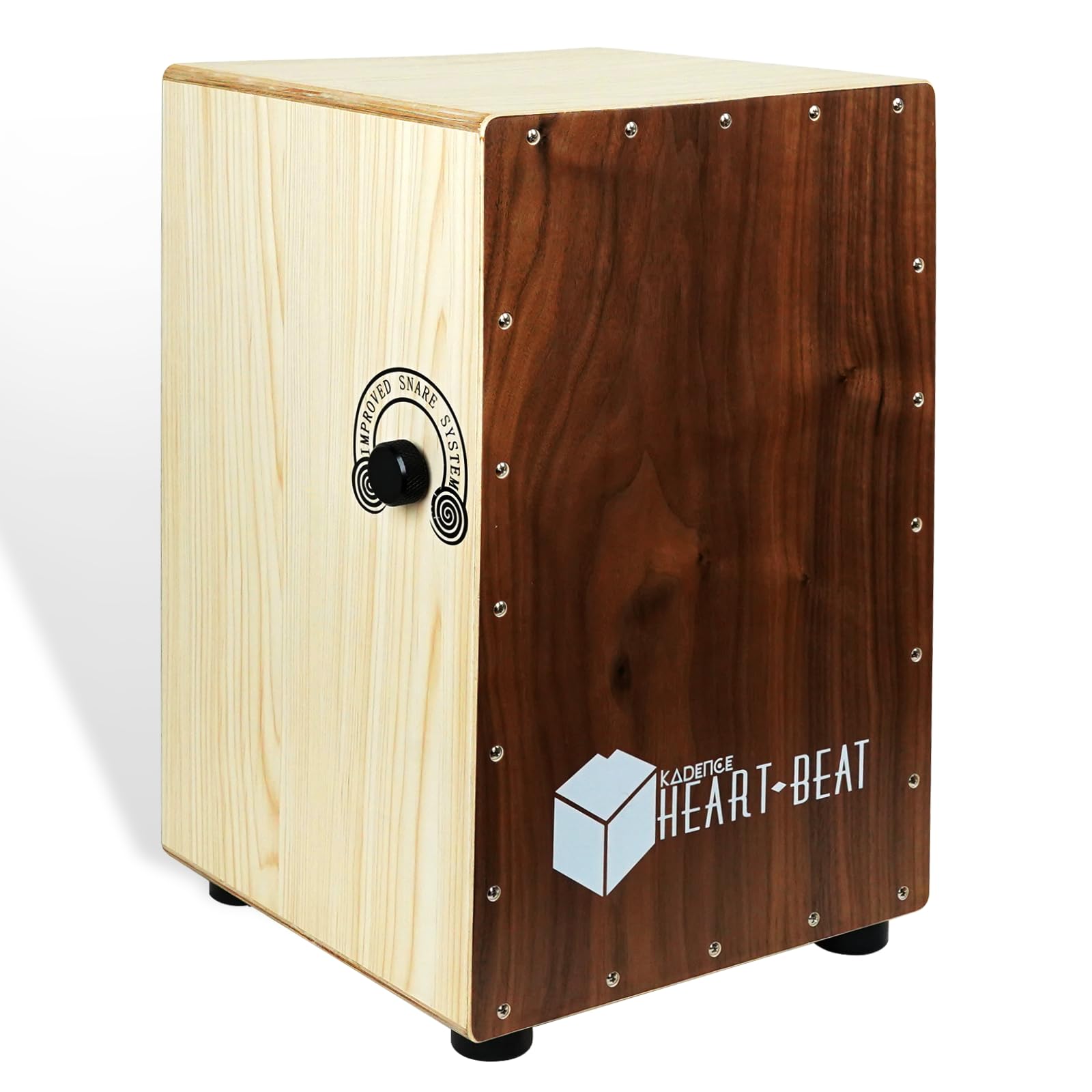 Kadence CL50 Heartbeat Cajon | 40 Adjustable Snare Strands | Maple Body & Walnut Head | Antiskid Rubber Feet | Includes Learnin