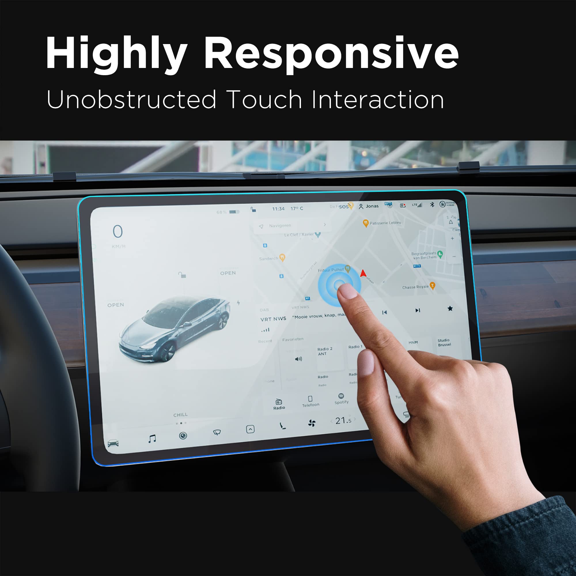 Nestour Tesla Model 3 Model Y Screen Protector Alignment Kit 15 Center Control Touch Screen Protector Tempered Glass Tesla Acces