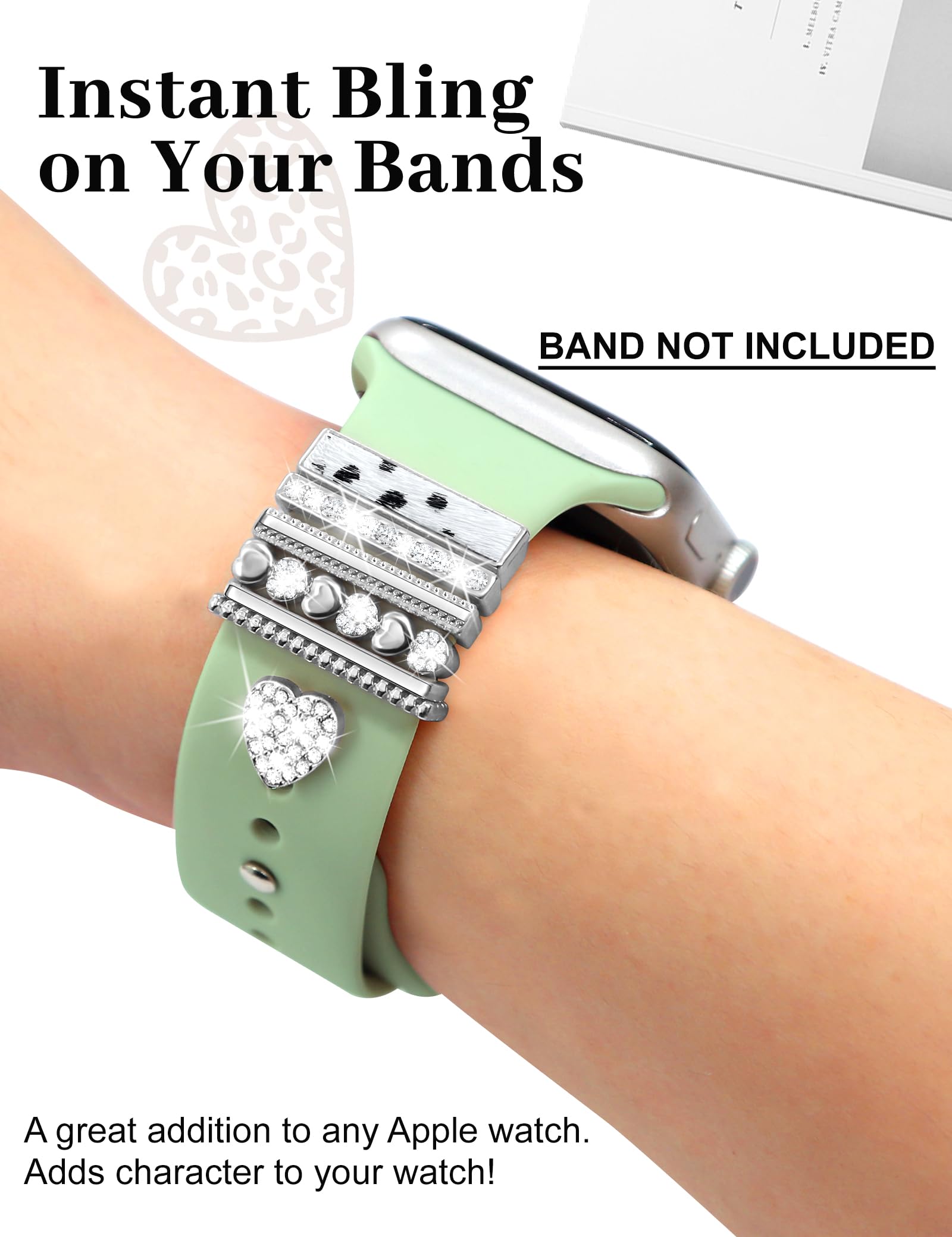 Jr.Dm Watch Band Charms With Decorative Bling Rings Loops, Compatible With Apple Watch 40Mm 38Mm 41Mm 42Mm 44Mm 45Mm 46Mm Smart