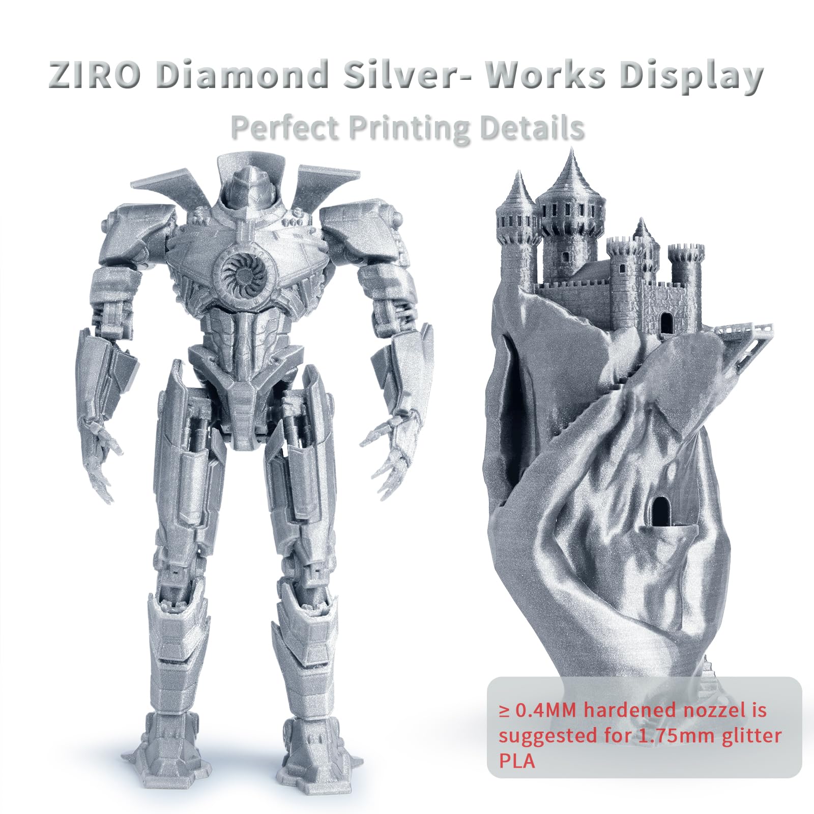Ziro Shiny Sparkle Pla Filament With Glitter, Shining 3D Printer Pla Filament 1.75Mm, Diamond Series 1.75 1Kg/2.2Lbs Spool, Neat