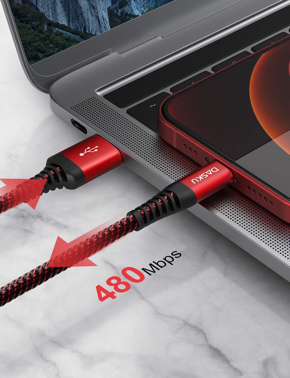 3 Pack 3 Ft Lightning Cable Certified Iphone Charger Cable Red Nylon Braided Fast Charging Cord Compatible With Iphone 13/12/11/