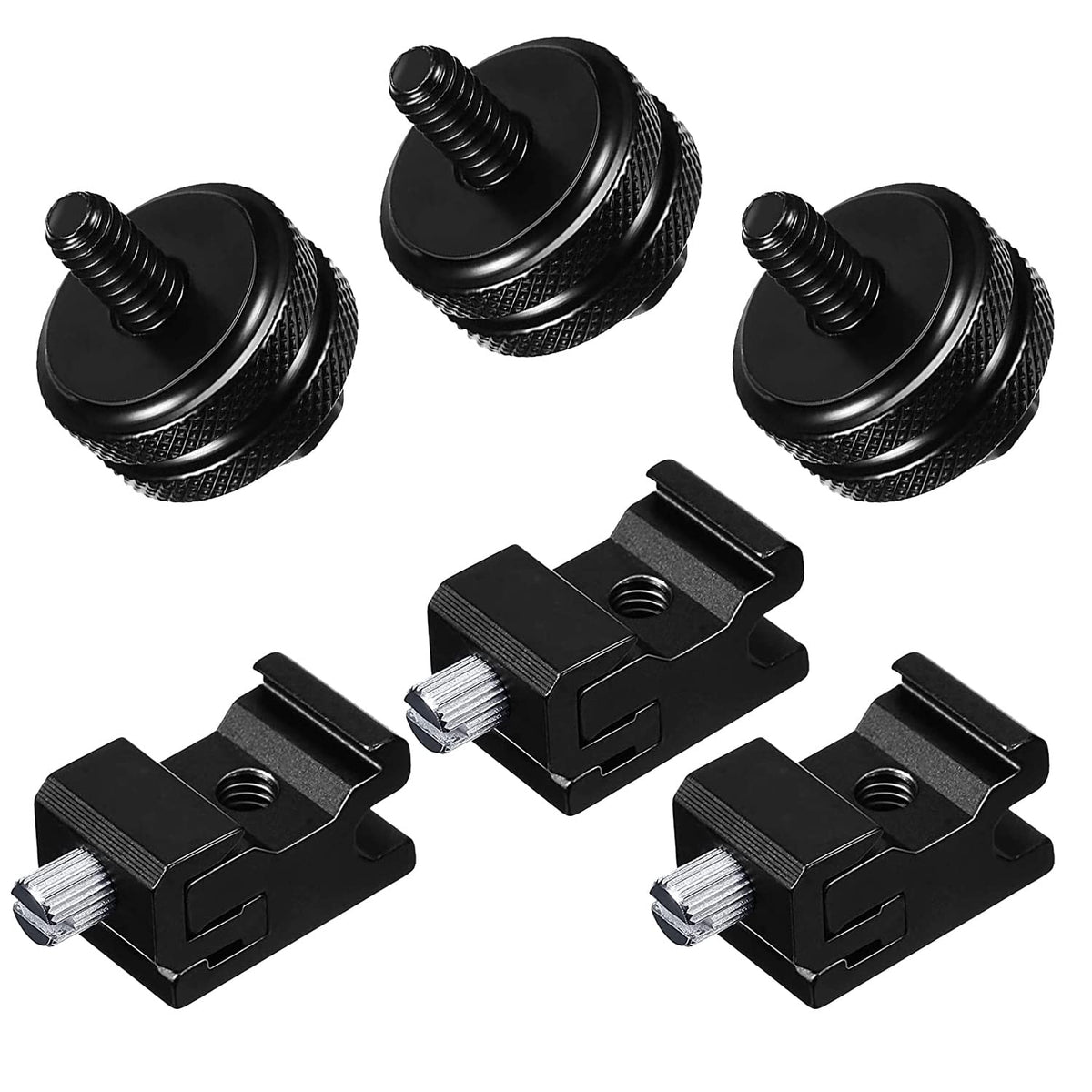 Slow Dolphin 6 Pieces 1/4 Inch Hot Shoe Mount Adapter And 1/4' 20 Screw Thread Cold Shoe Flash Stand Adapter For Dslr Camera Rig, Camera Flash Shoe Mounts For Tripod