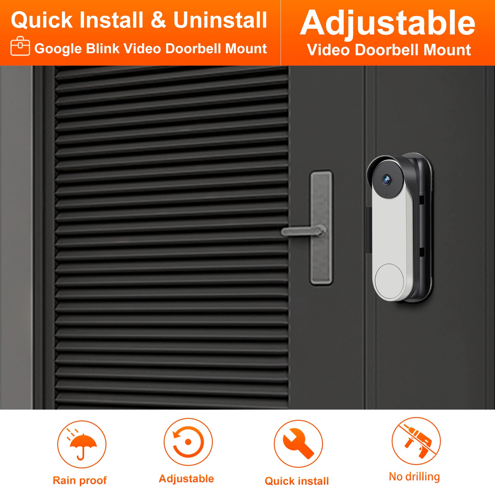 Google Video Doorbell Mount No Drill For Google Doorbell Camera Door Holder Cover Adjustable Mounting Bracket, Google Doorbell S