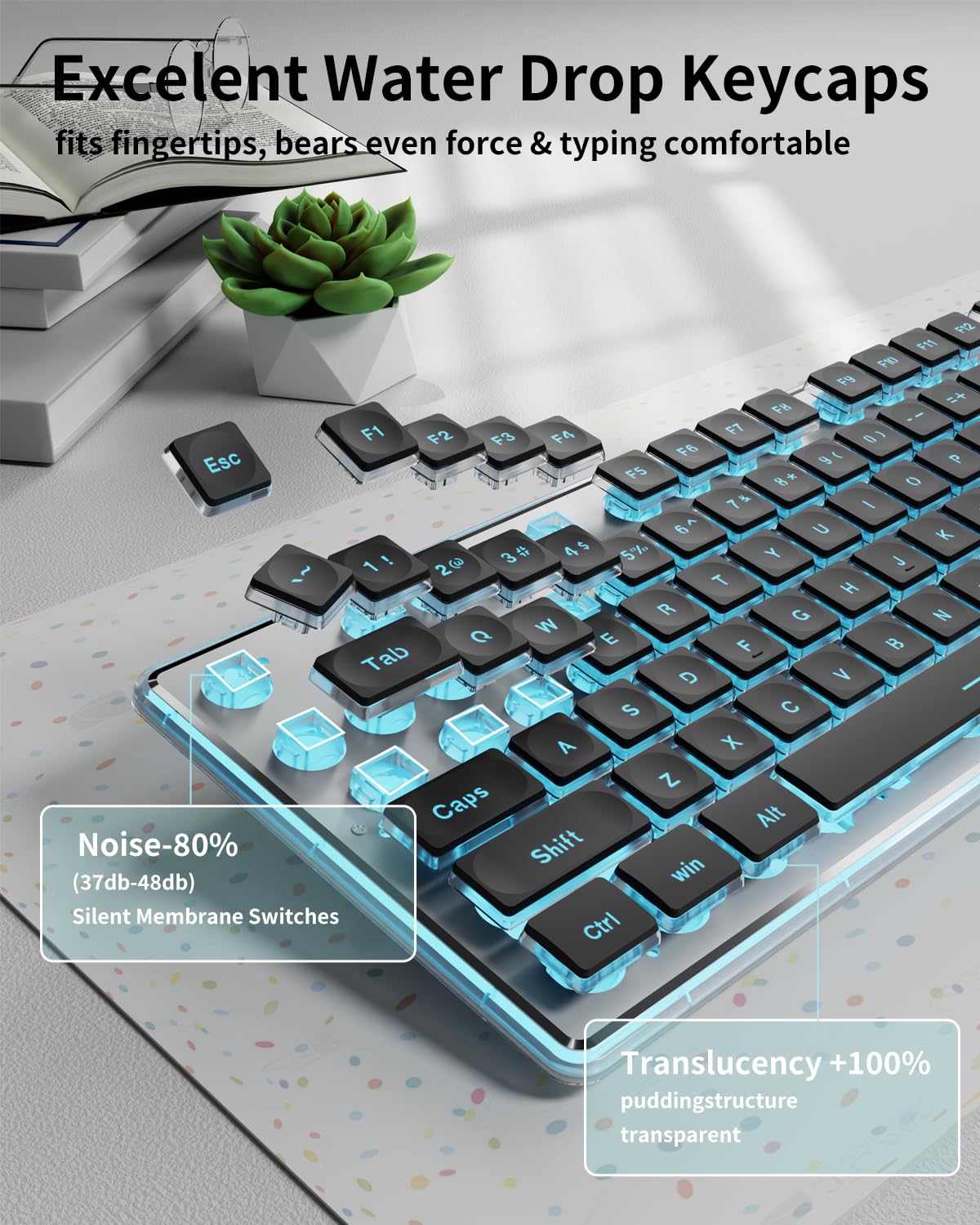 Eweadn V3 Wireless Keyboard And Mouse With Single Backlit, Metal Panel, Bluetooth/2.4G Rechargeable Computer Keyboard And Mouse