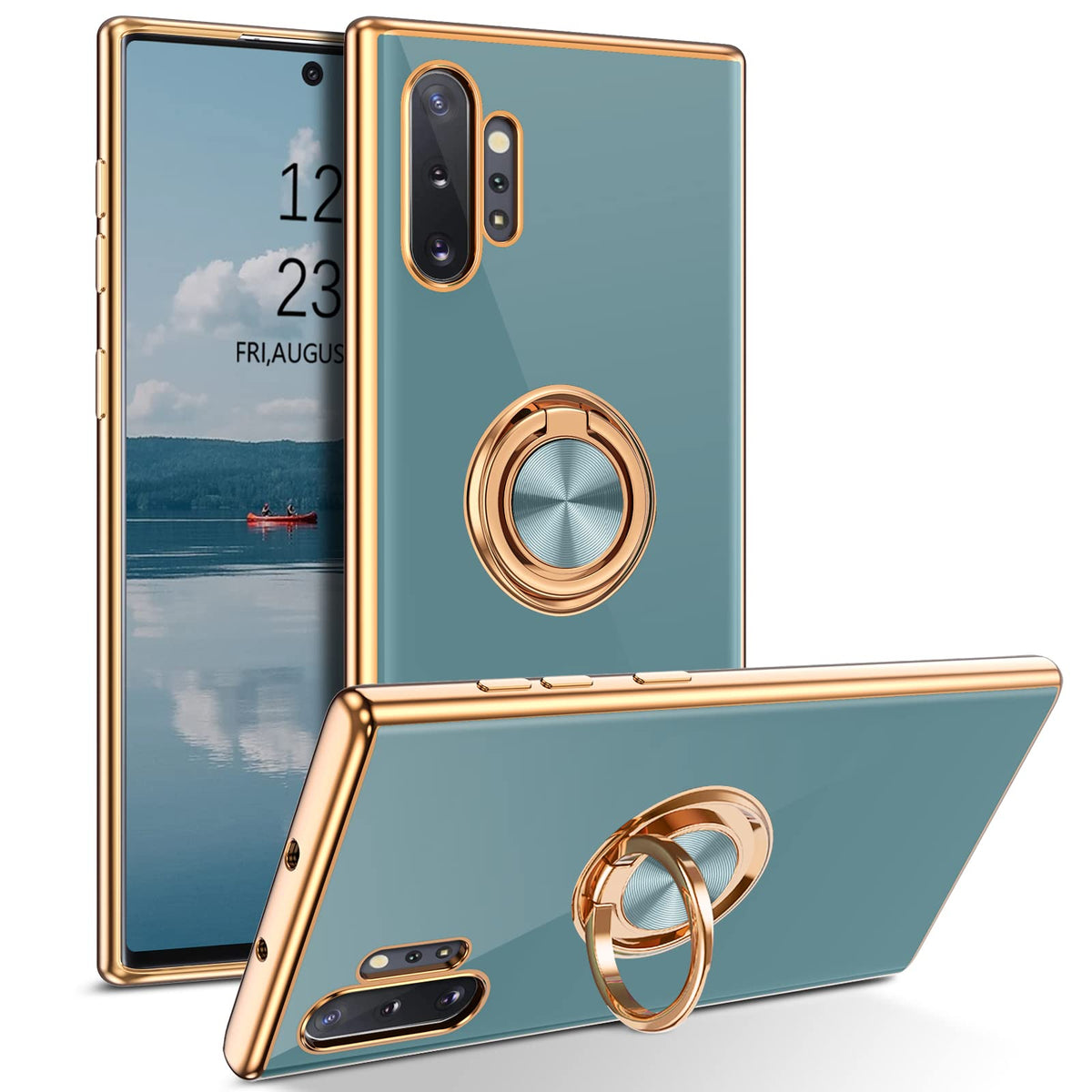 Duedue For Samsung Galaxy Note 10 Plus Case With Ring Holder Kickstand 360 Degree Rotation Magnetic Car Finger Soft Tpu Slim Cov