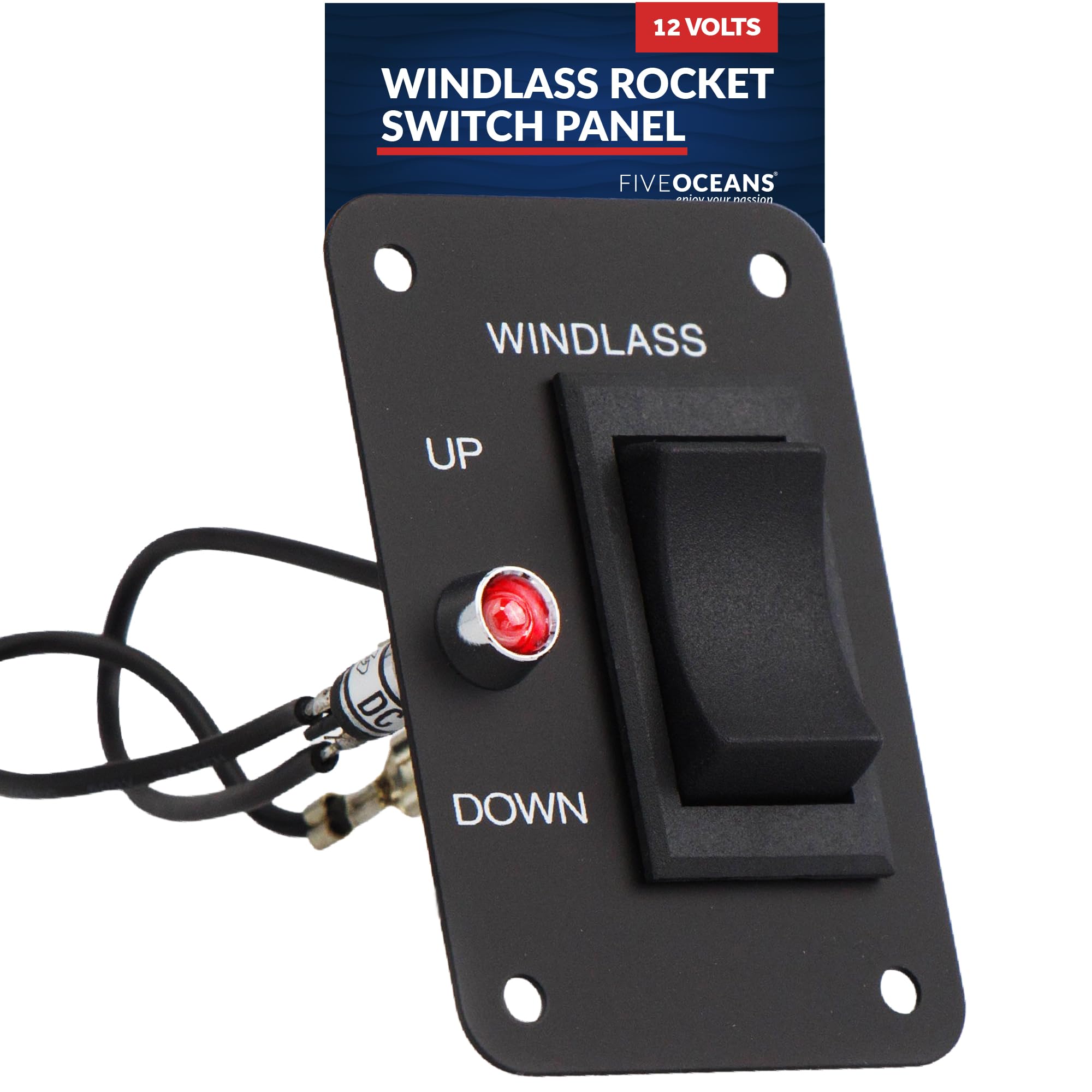 Five Oceans Boat Anchor Windlass Rocker Switch, Controlling Up/Down Function Of Boat Anchor Windlasses, Waterproof, 12 Volts, Sp