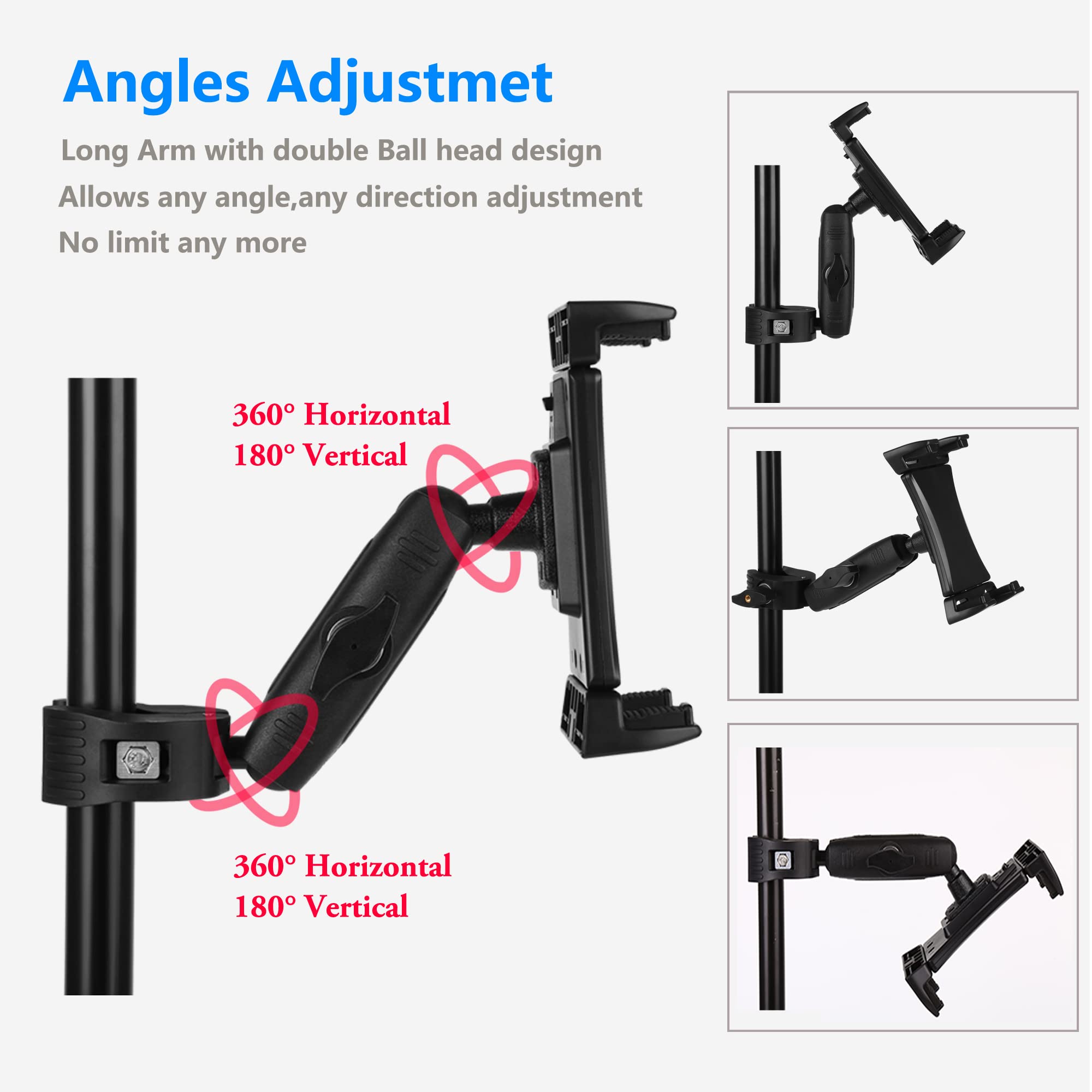 Treadmill Tablet Ipad Holder Bike Handlebar Mount Clamp For Stationary Bicycle Elliptical Spin Bike Peloton Stroller For 4 13''